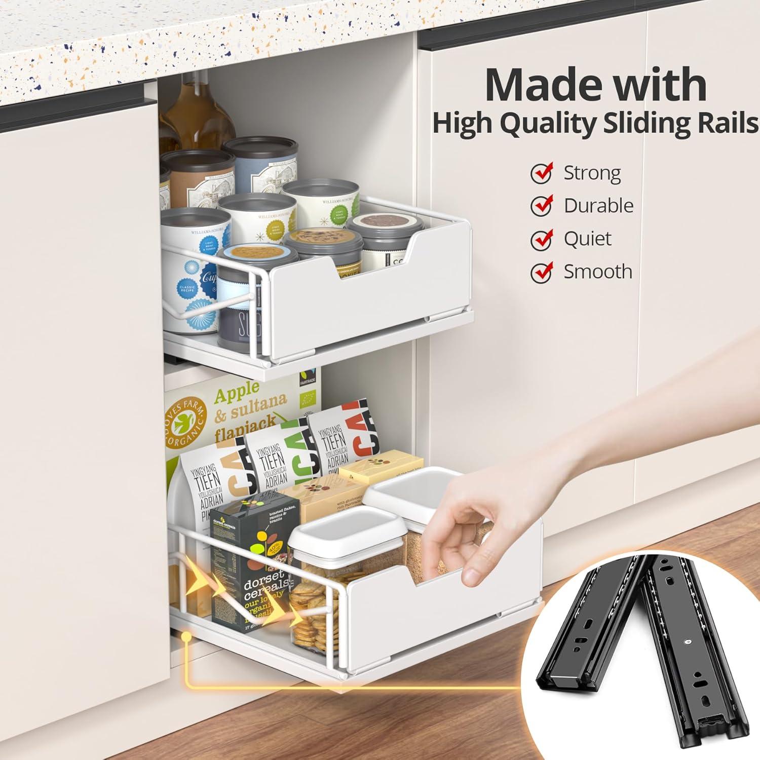 Organizador de Gabinete ZOINLIY Deslizante Metal Blanco 39.9x24.9x10.2 cm