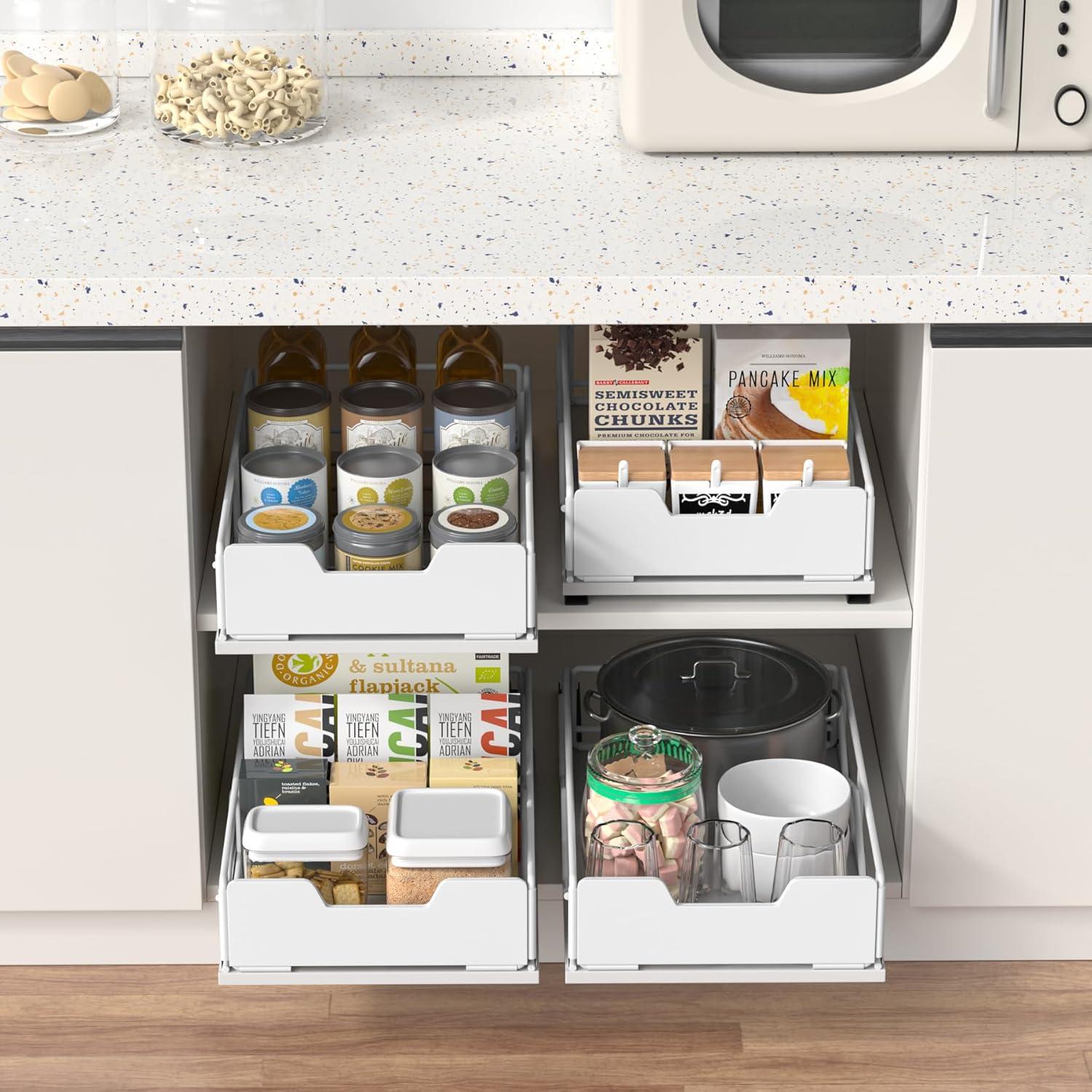 Organizador de Gabinete ZOINLIY Deslizante Metal Blanco 39.9x24.9x10.2 cm