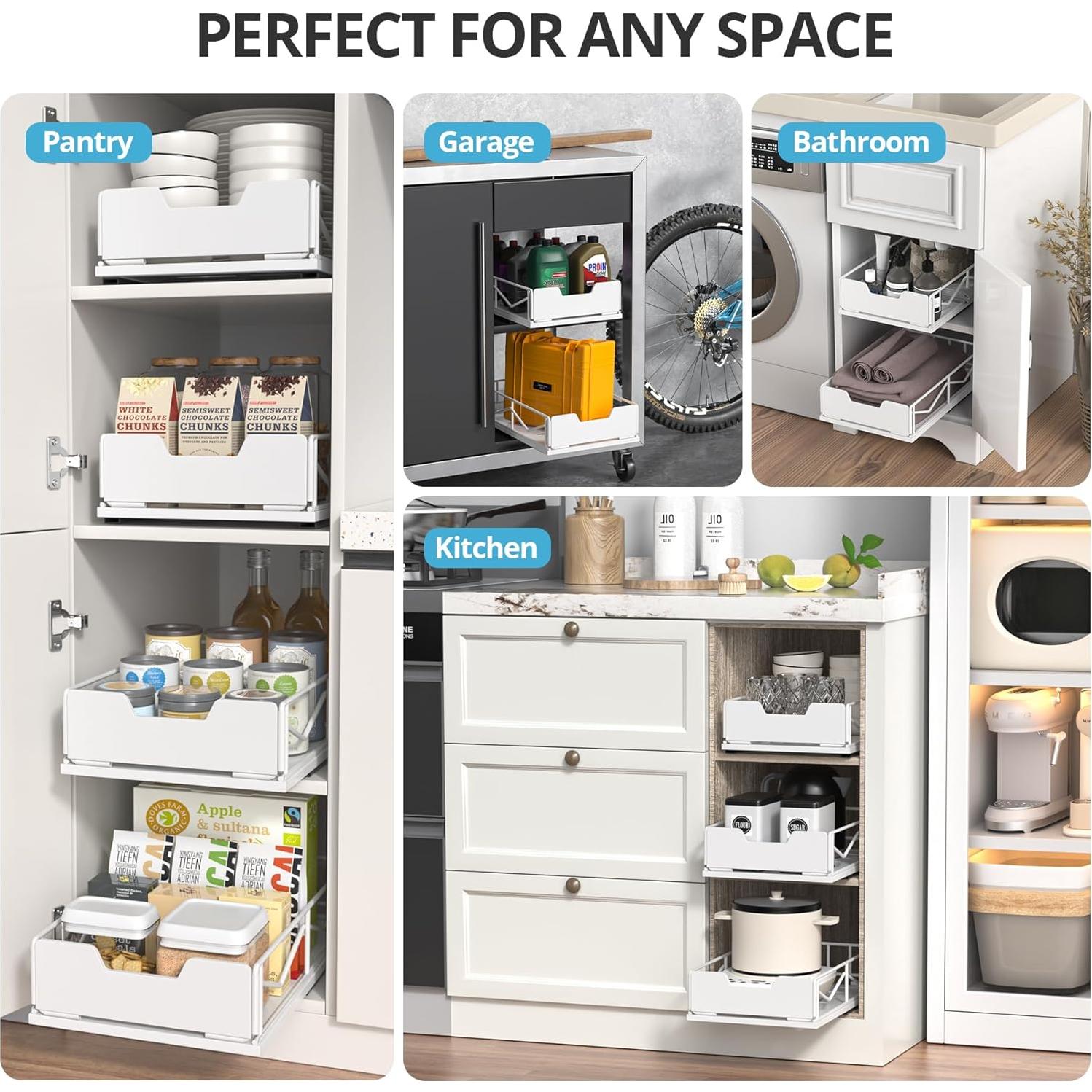 Organizador de Gabinete ZOINLIY Deslizante Metal Blanco 39.9x24.9x10.2 cm