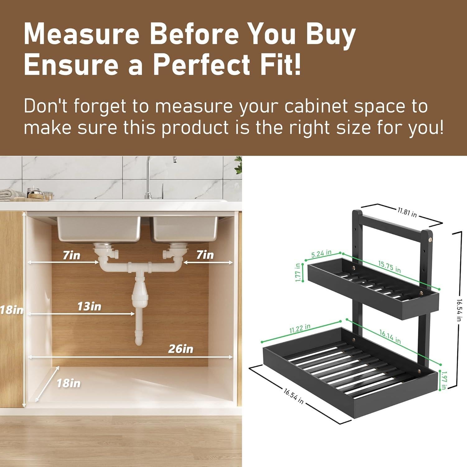 Organizador de Almacenamiento Bajo Fregadero Wisuce 2 Niveles Negro