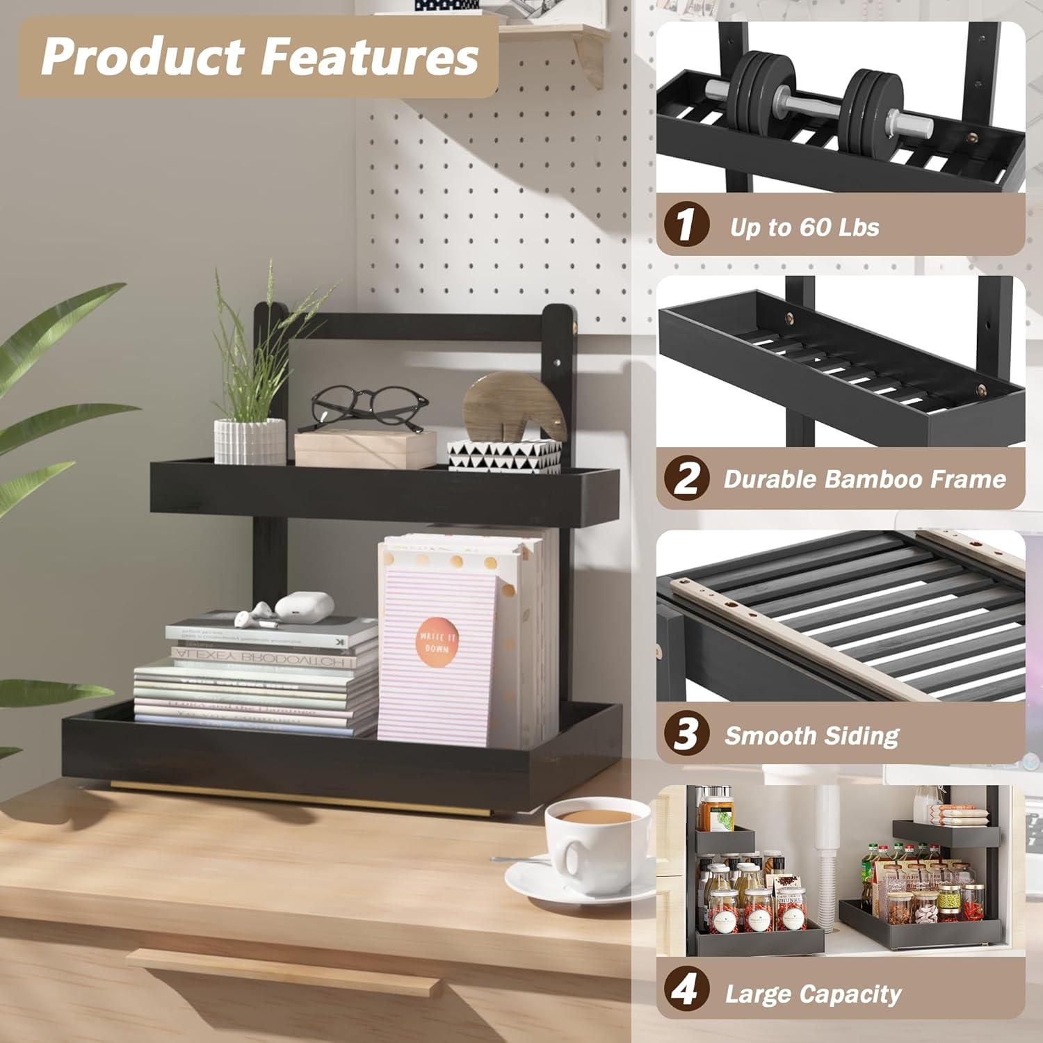 Organizador de Almacenamiento Bajo Fregadero Wisuce 2 Niveles Negro