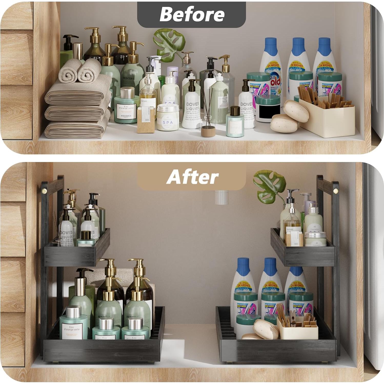 Organizador de Almacenamiento Bajo Fregadero Wisuce 2 Niveles Negro