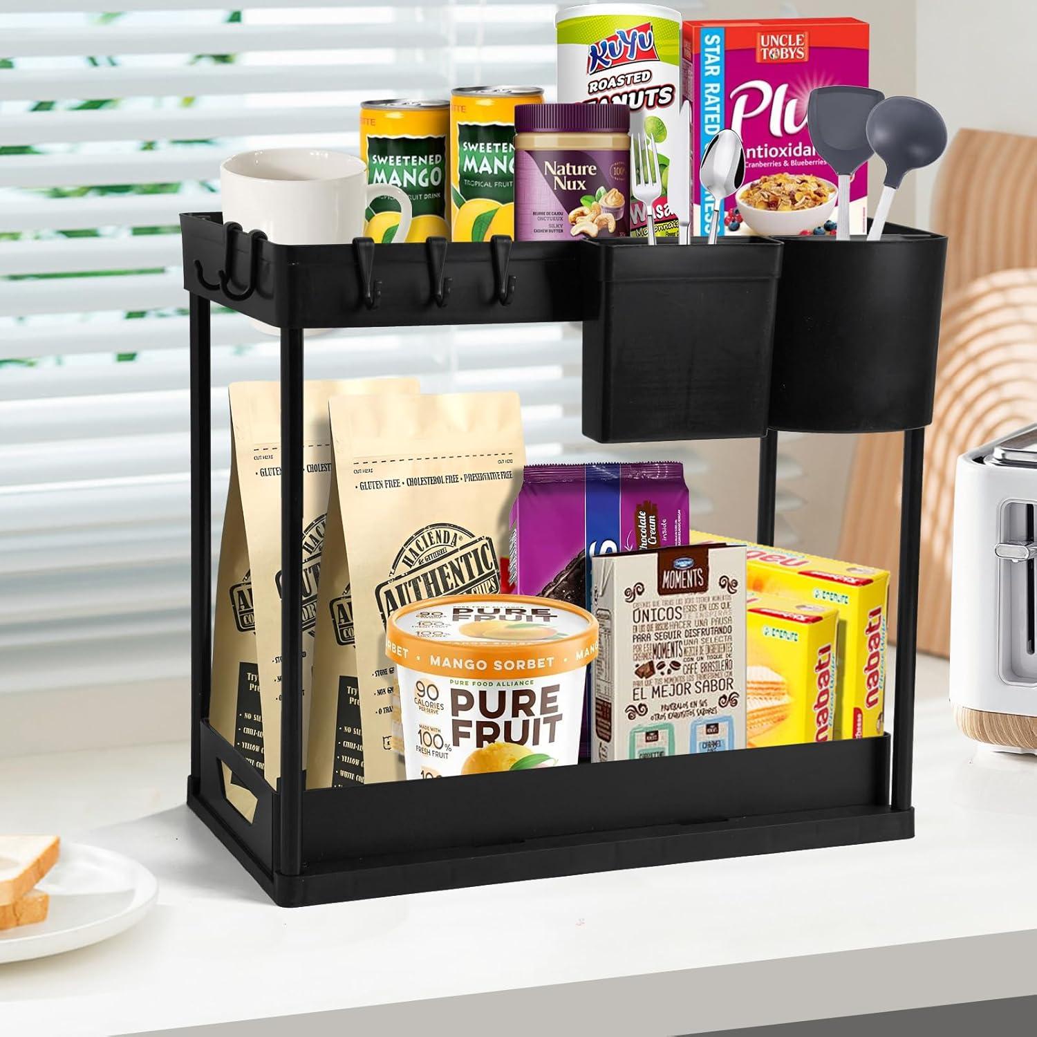 Organizador de Fregadero LTAXAF 2 Niveles Deslizante Negro