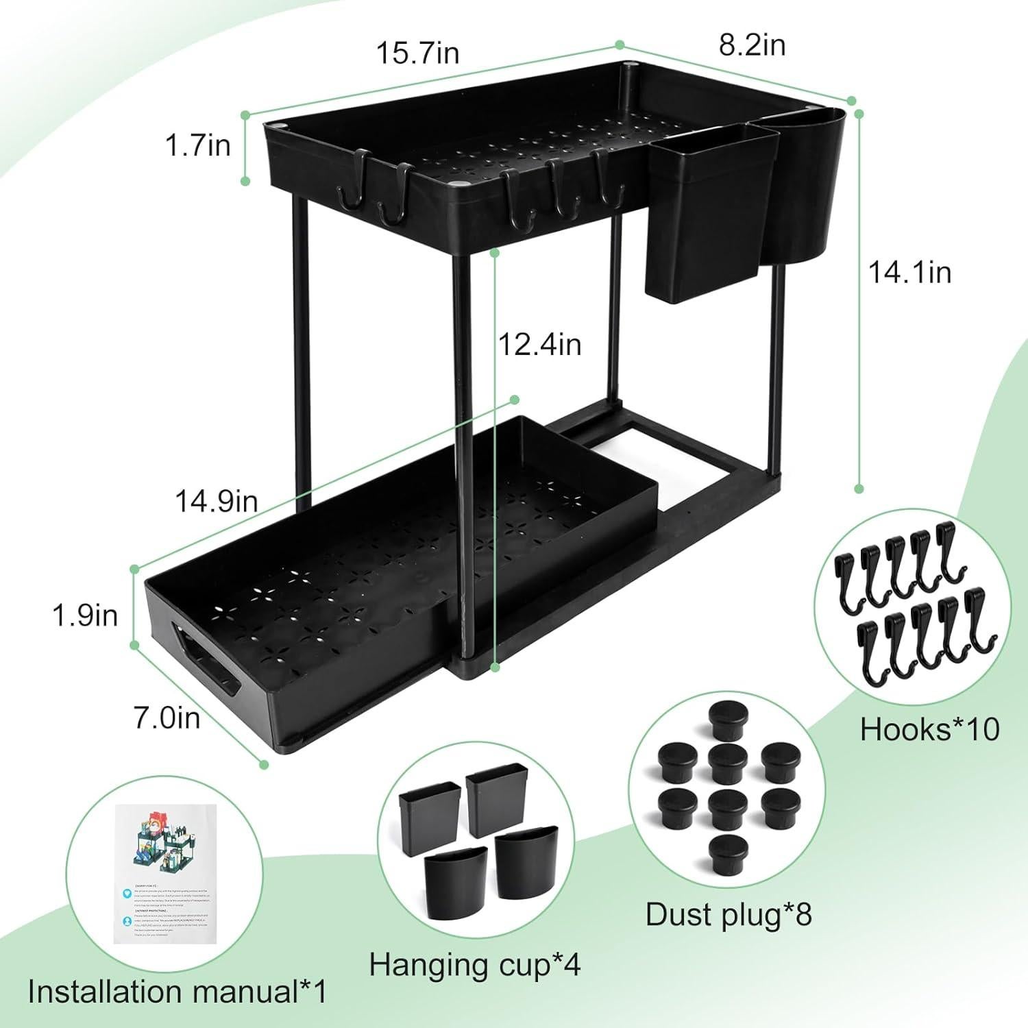 Organizador de Fregadero LTAXAF 2 Niveles Deslizante Negro