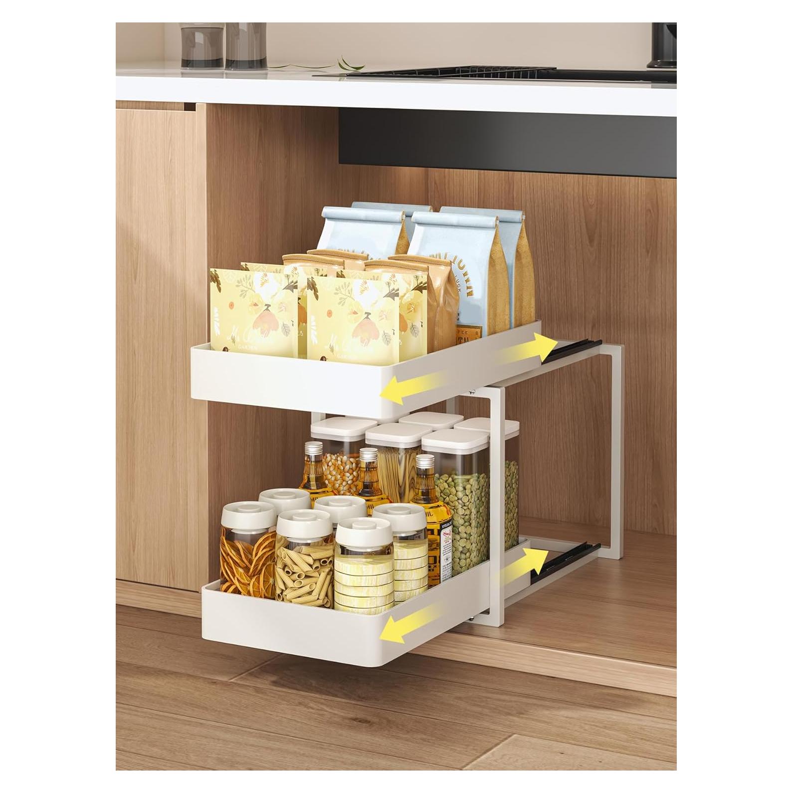 Organizador de Gabinete Deslizante DayunPemp Blanco 2 Niveles