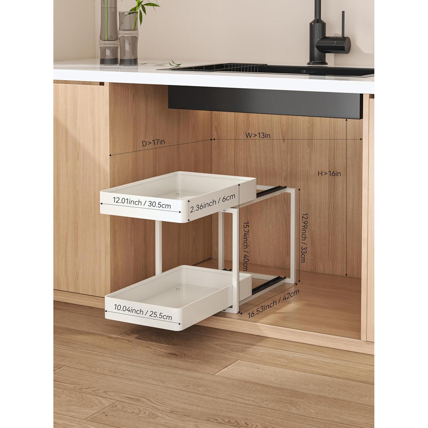 Organizador de Gabinete Deslizante DayunPemp Blanco 2 Niveles