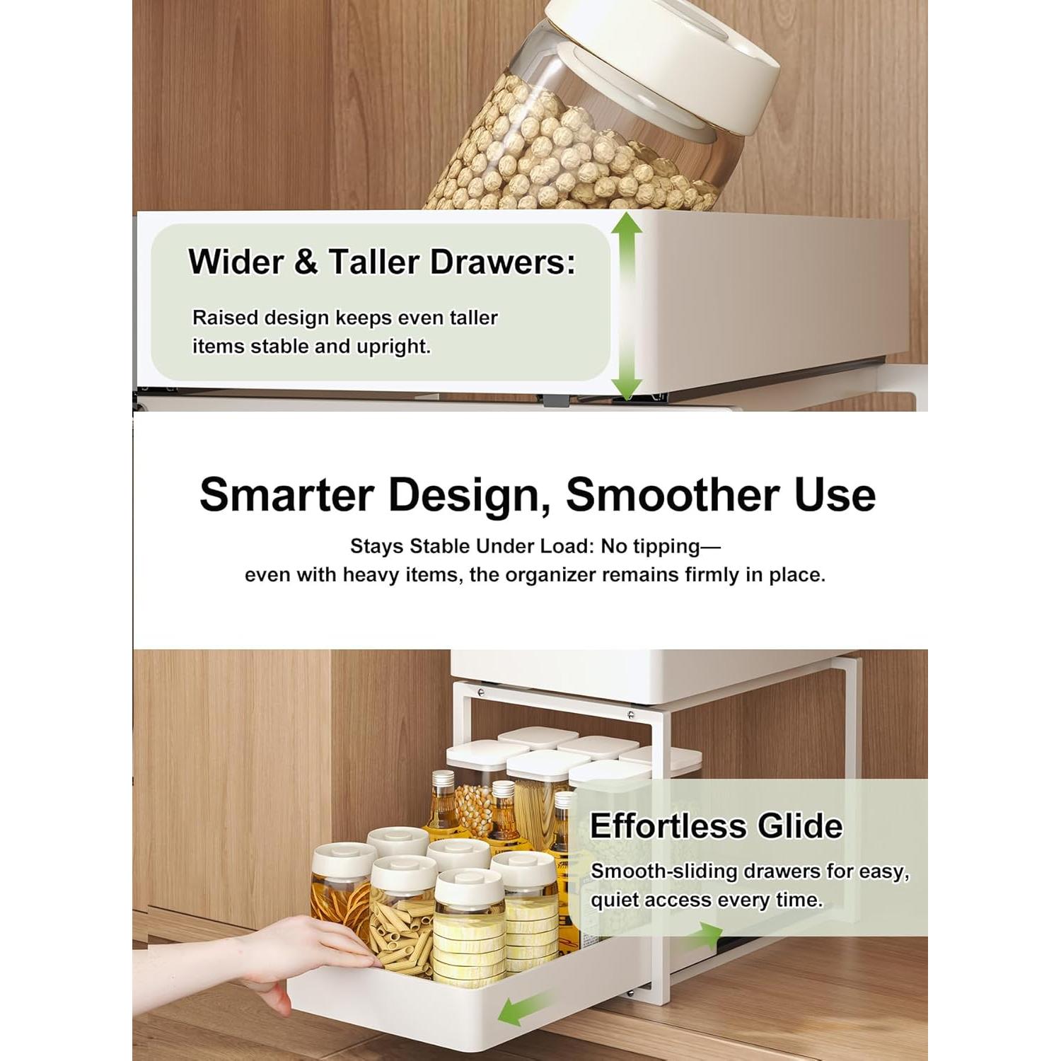 Organizador de Gabinete Deslizante DayunPemp Blanco 2 Niveles