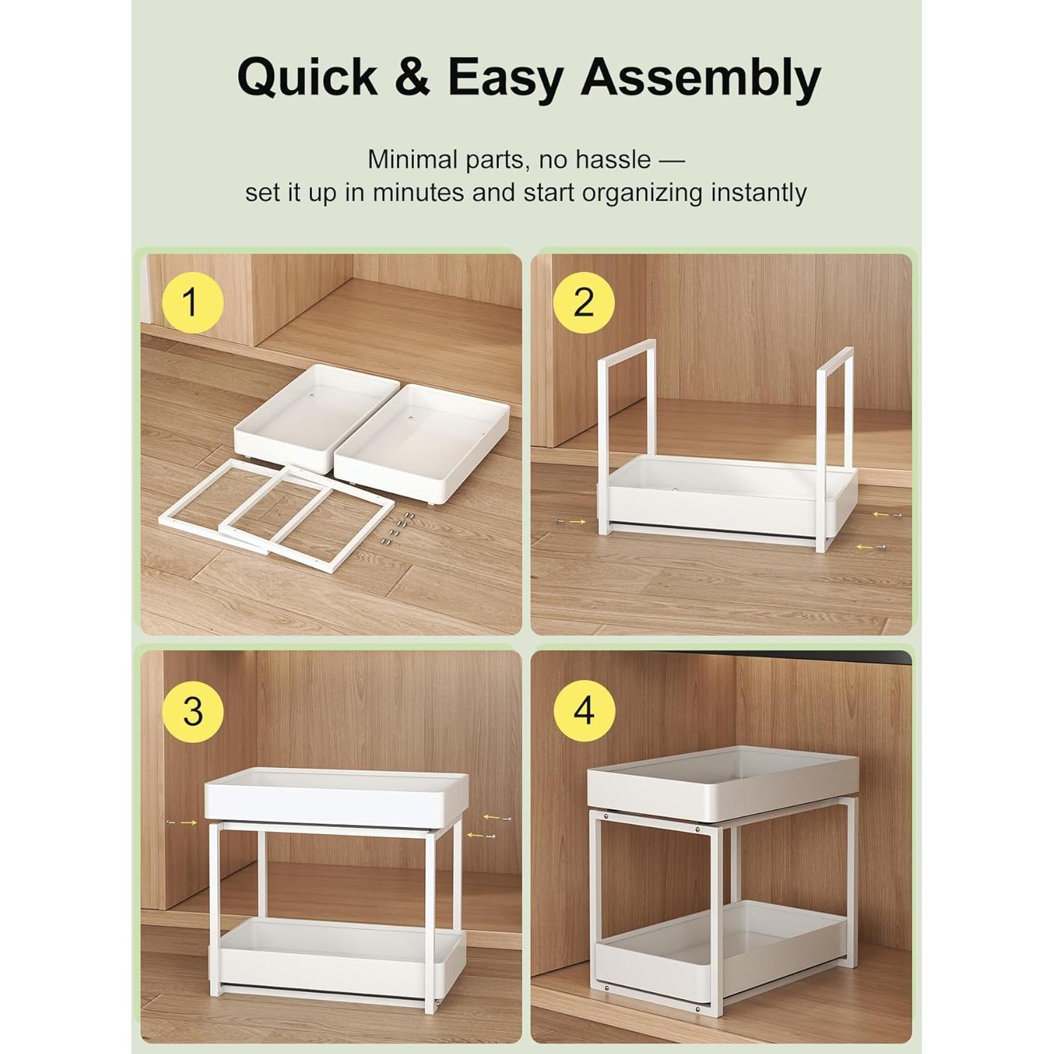 Organizador de Gabinete Deslizante DayunPemp Blanco 2 Niveles