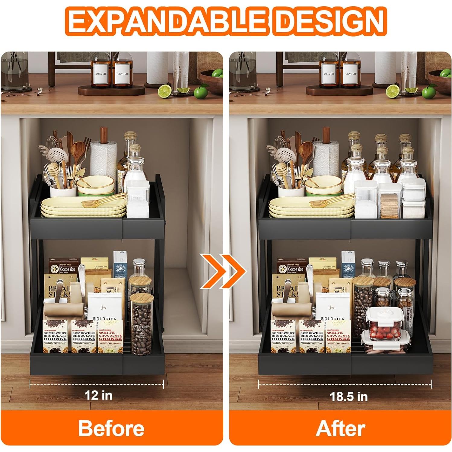 Organizador de Gabinete Expandible Golener - 2 Niveles, Metal