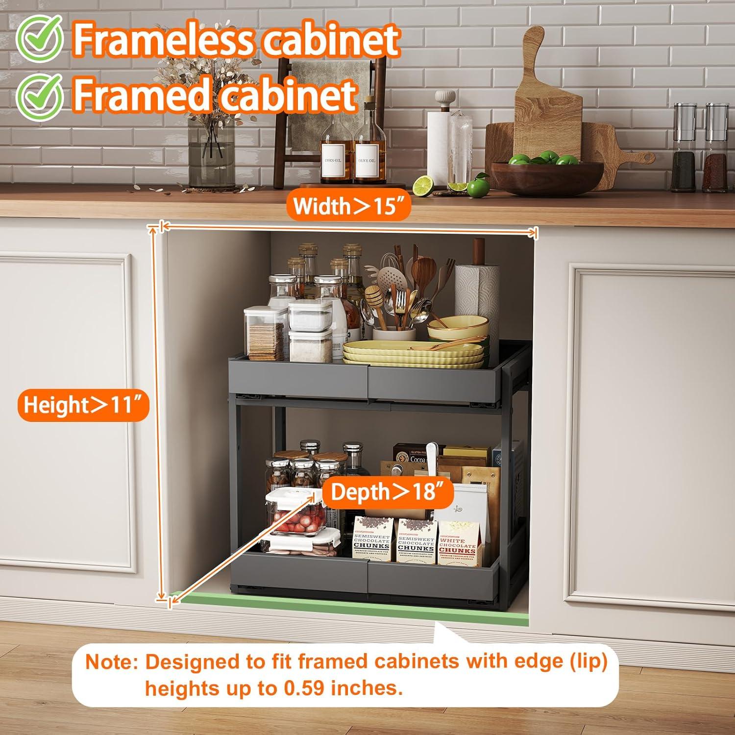 Organizador de Gabinete Expandible Golener - 2 Niveles, Metal