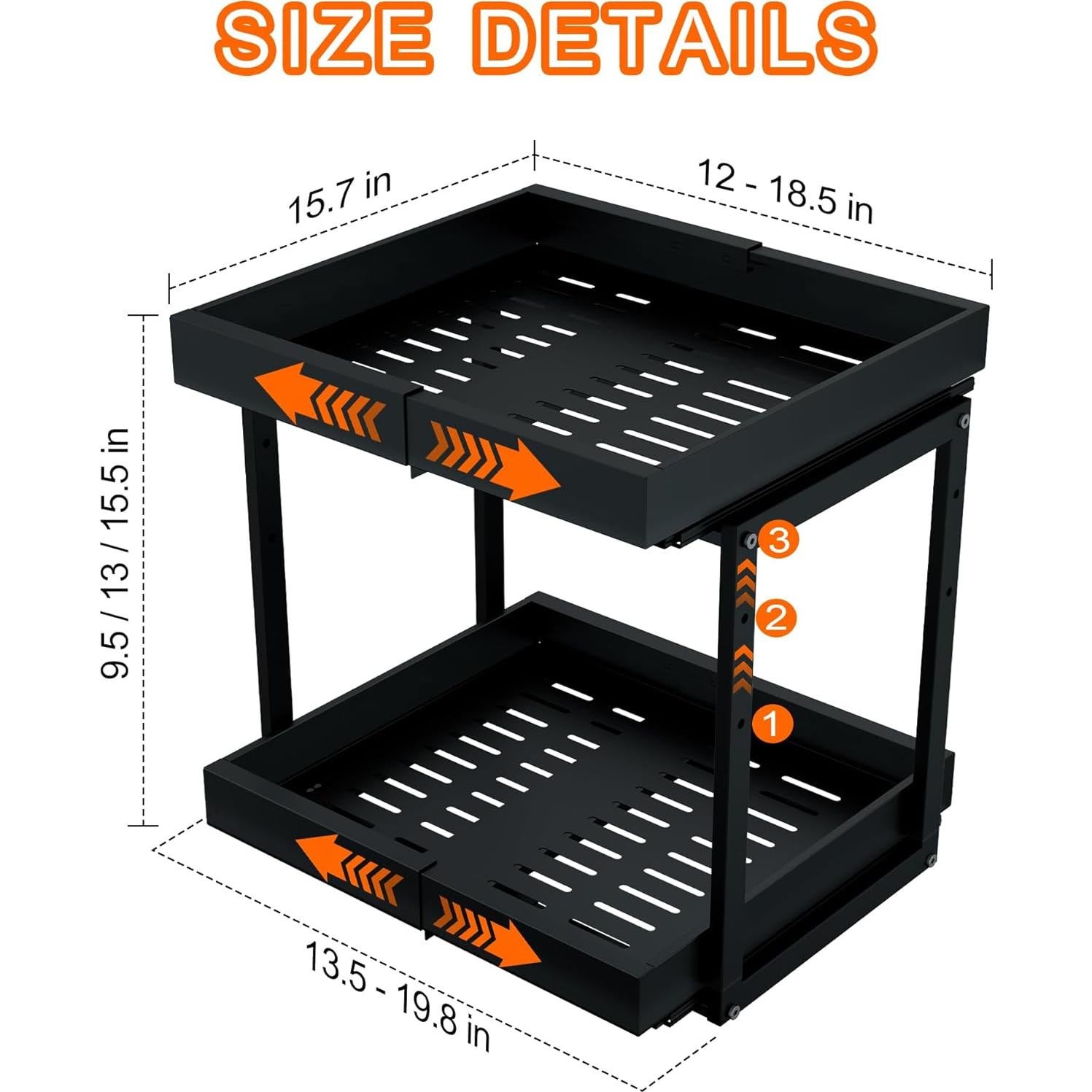 Organizador de Gabinete Expandible Golener - 2 Niveles, Metal