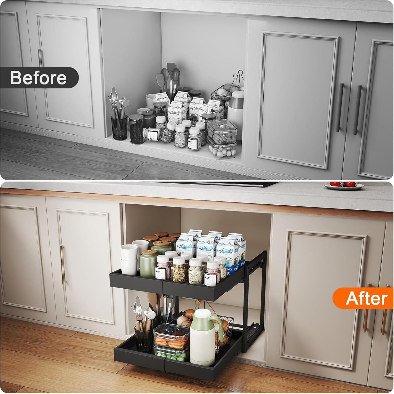 Organizador de Gabinete Expandible Golener - 2 Niveles, Metal