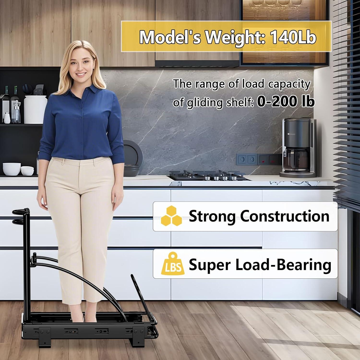 Bote de basura extraíble AMENER 50L negro bajo fregadero