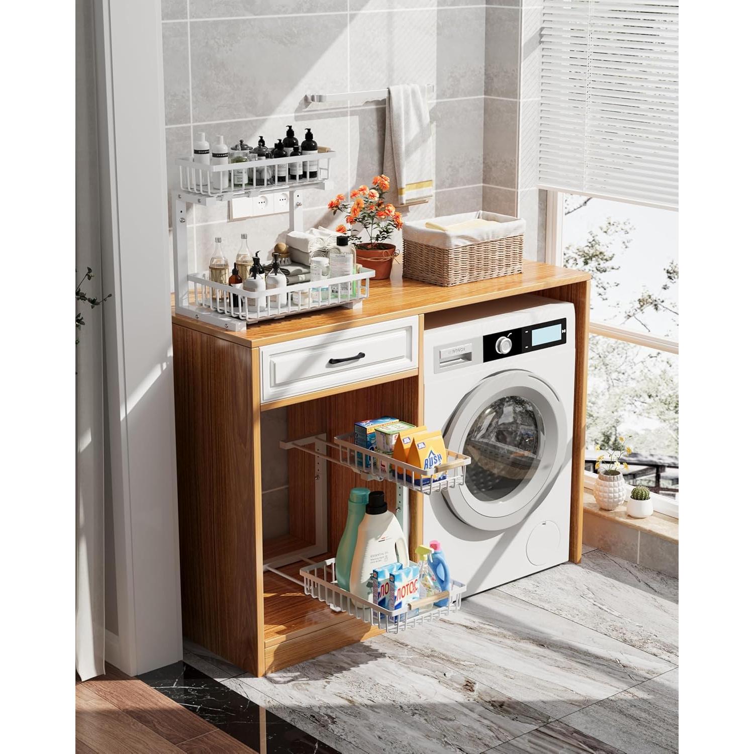 Organizador Bajo Fregadero Hahaemall Blanco 2 Niveles Ajustable