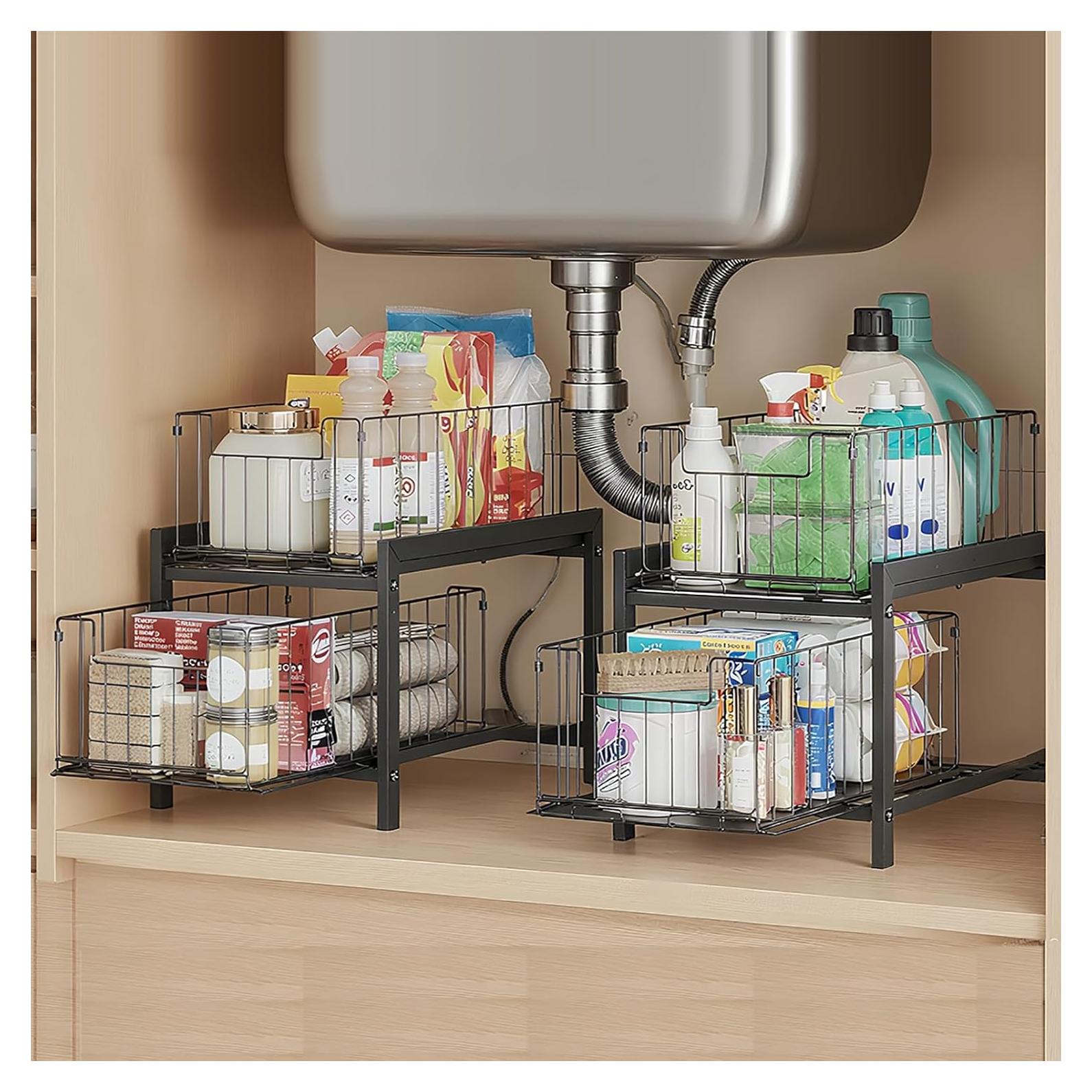 Organizador Bajo Fregadero INGIORDAR 2 Niveles Negro 37.8x30x8cm