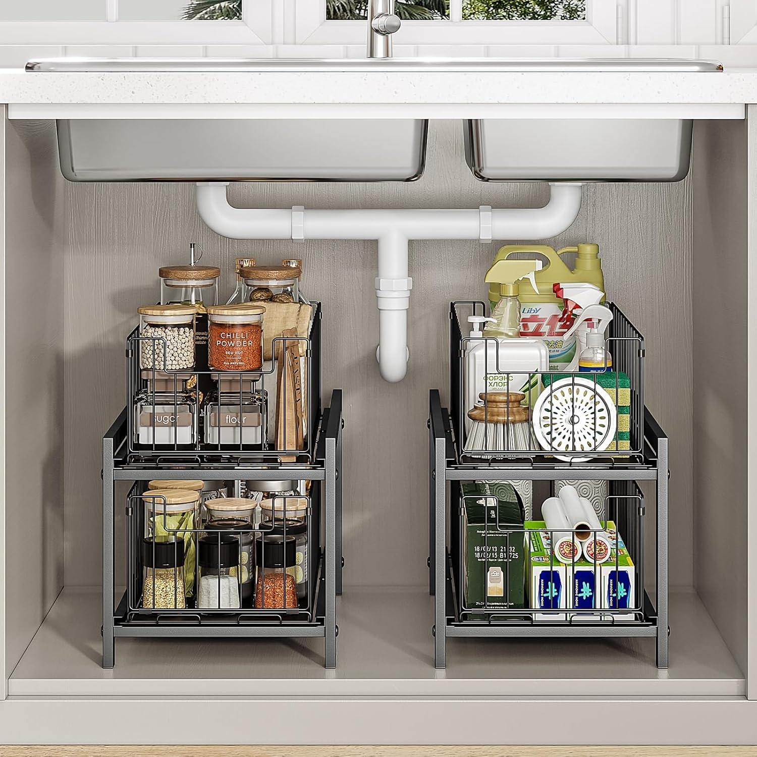 Organizador Bajo Fregadero INGIORDAR 2 Niveles Negro 37.8x30x8cm