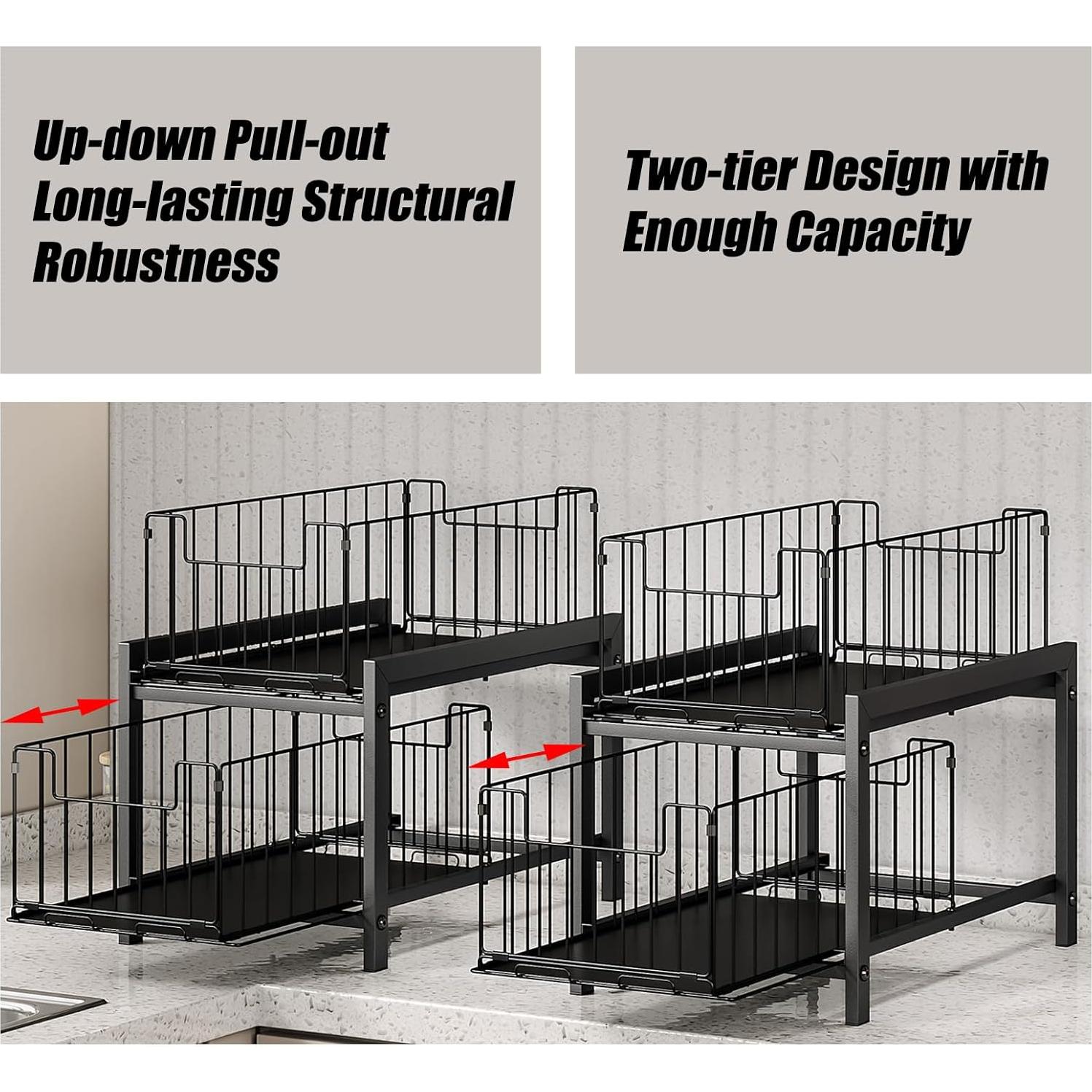 Organizador Bajo Fregadero INGIORDAR 2 Niveles Negro 37.8x30x8cm