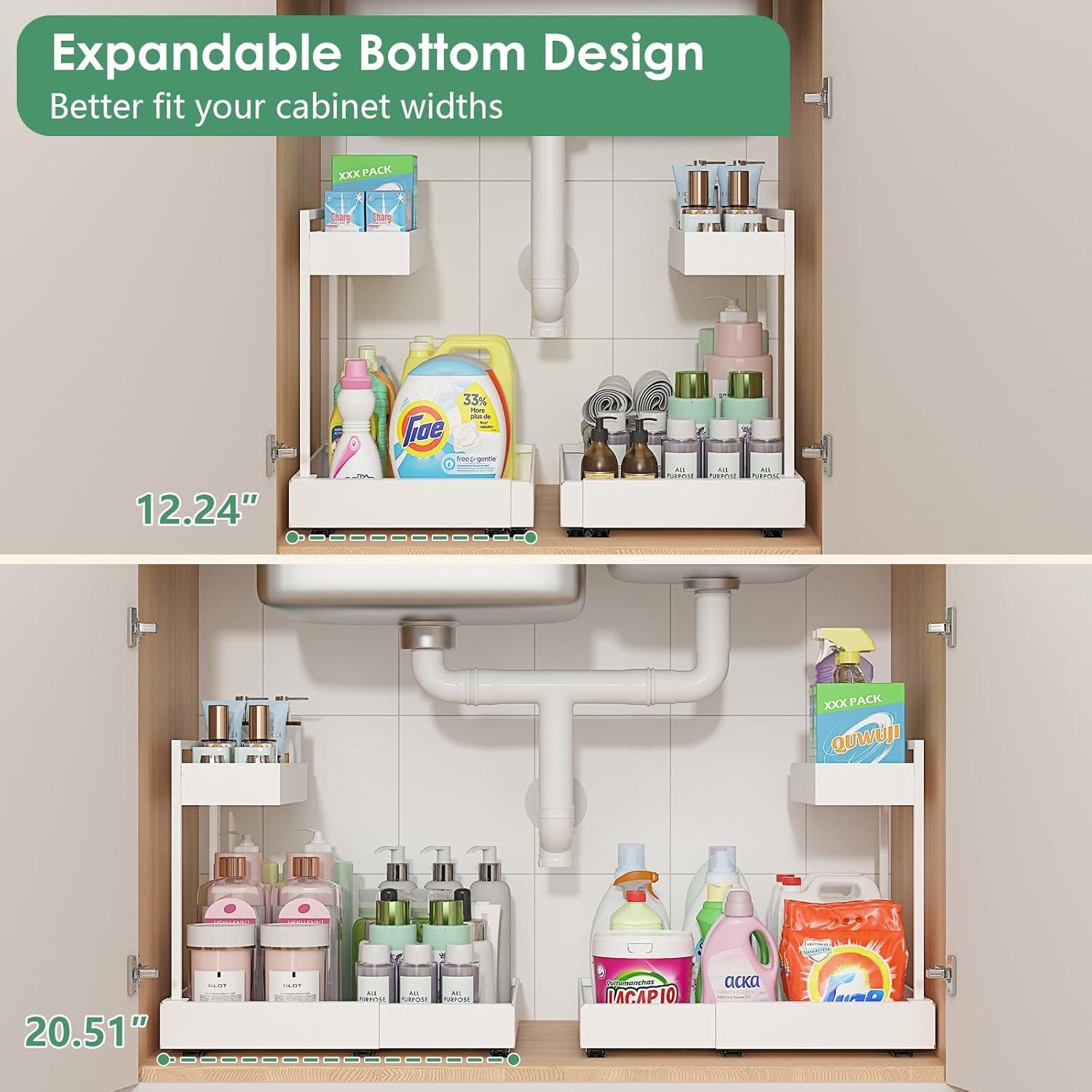 Organizador Bajo Fregadero REALINN 2 Niveles Ajustable Blanco