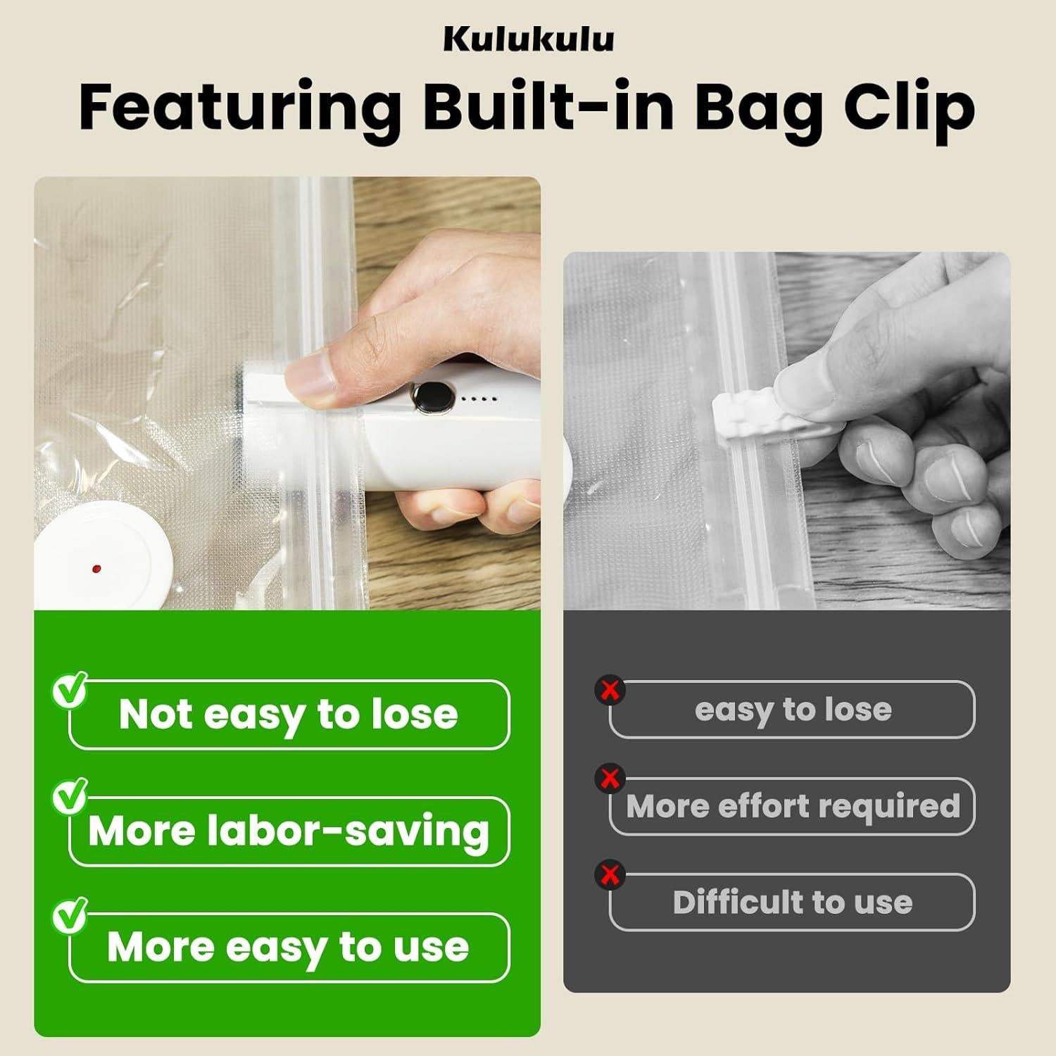 Sellador al Vacío Kulukulu 2025 Portátil + 12 Bolsas Reutilizables