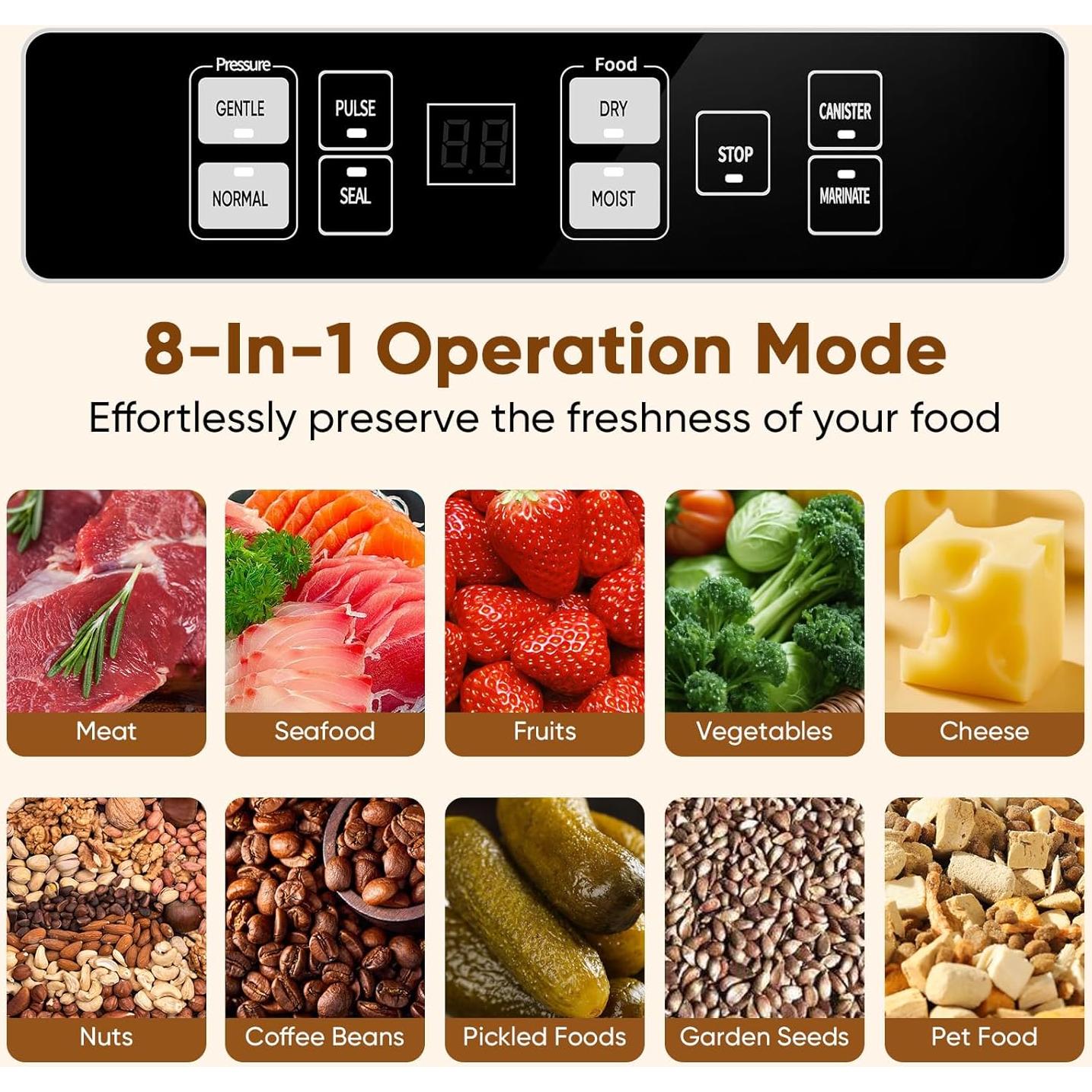 Sellador al vacío Goldtouch 8 en 1 con pantalla digital