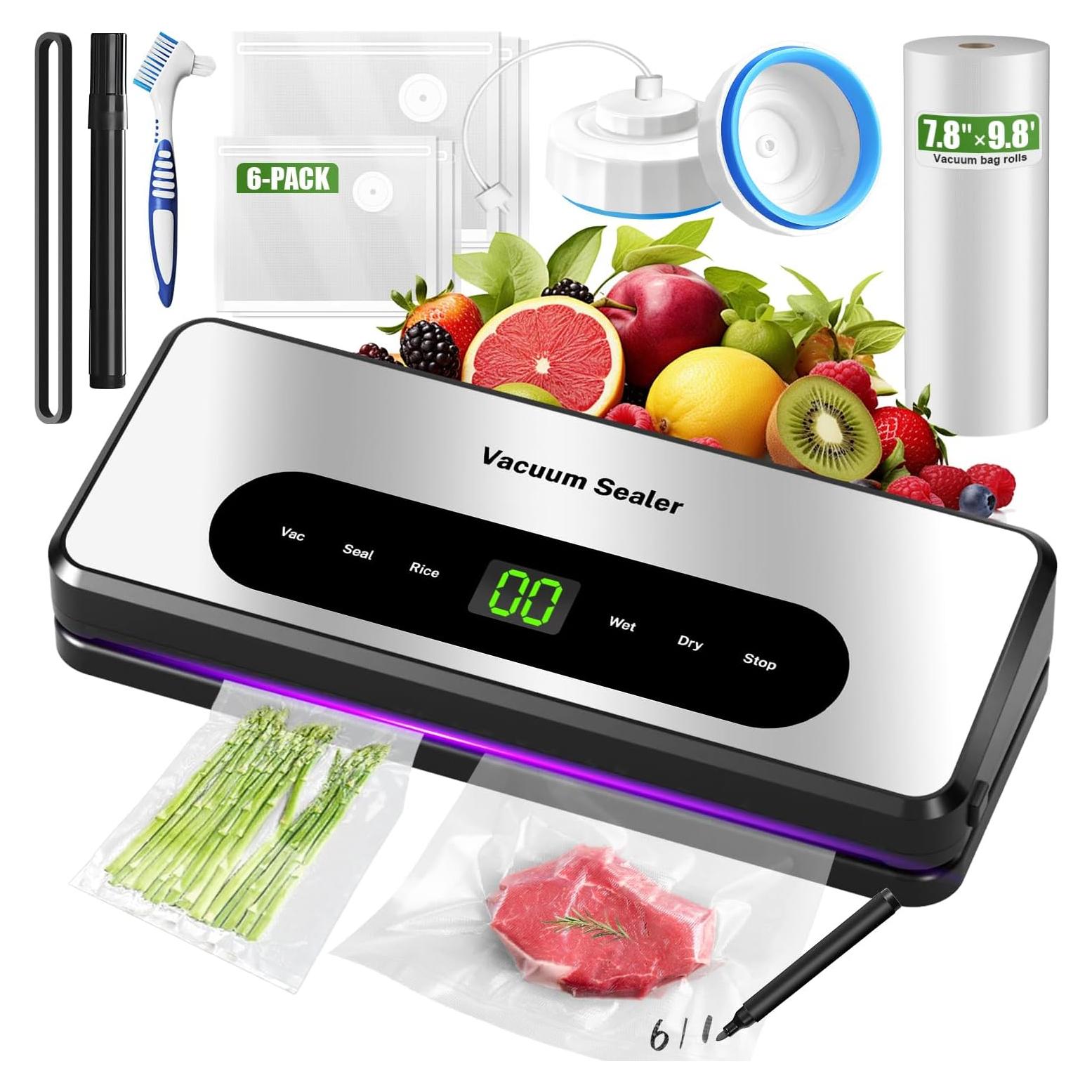 Sellador al vacío Nunemosk 2024, 6 en 1, compacto, 120W