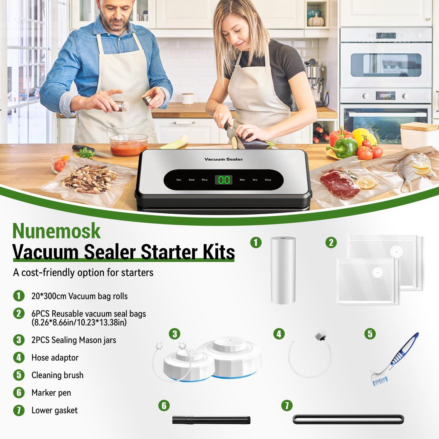 Sellador al vacío Nunemosk 2024, 6 en 1, compacto, 120W