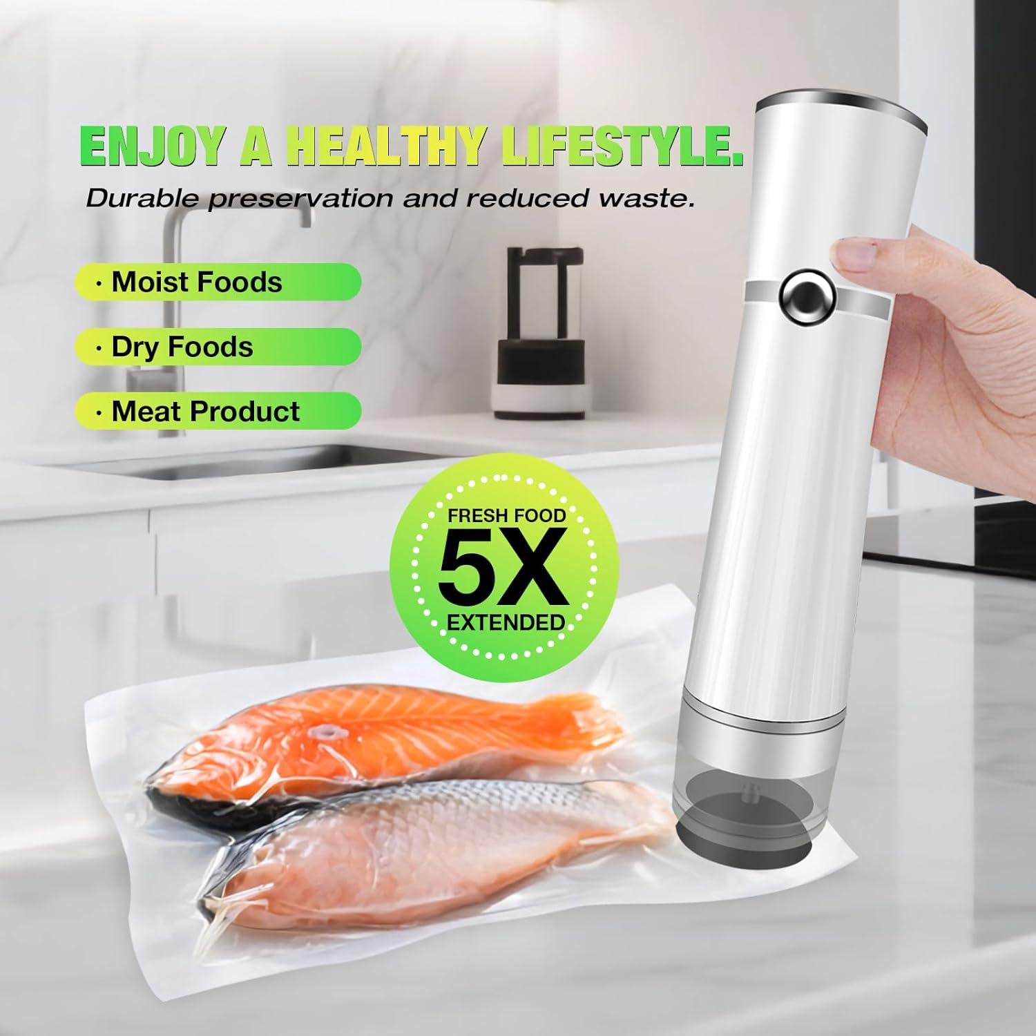 Sellador de Vacío Manual RAIN SPIRIT con 10 Bolsas Reutilizables