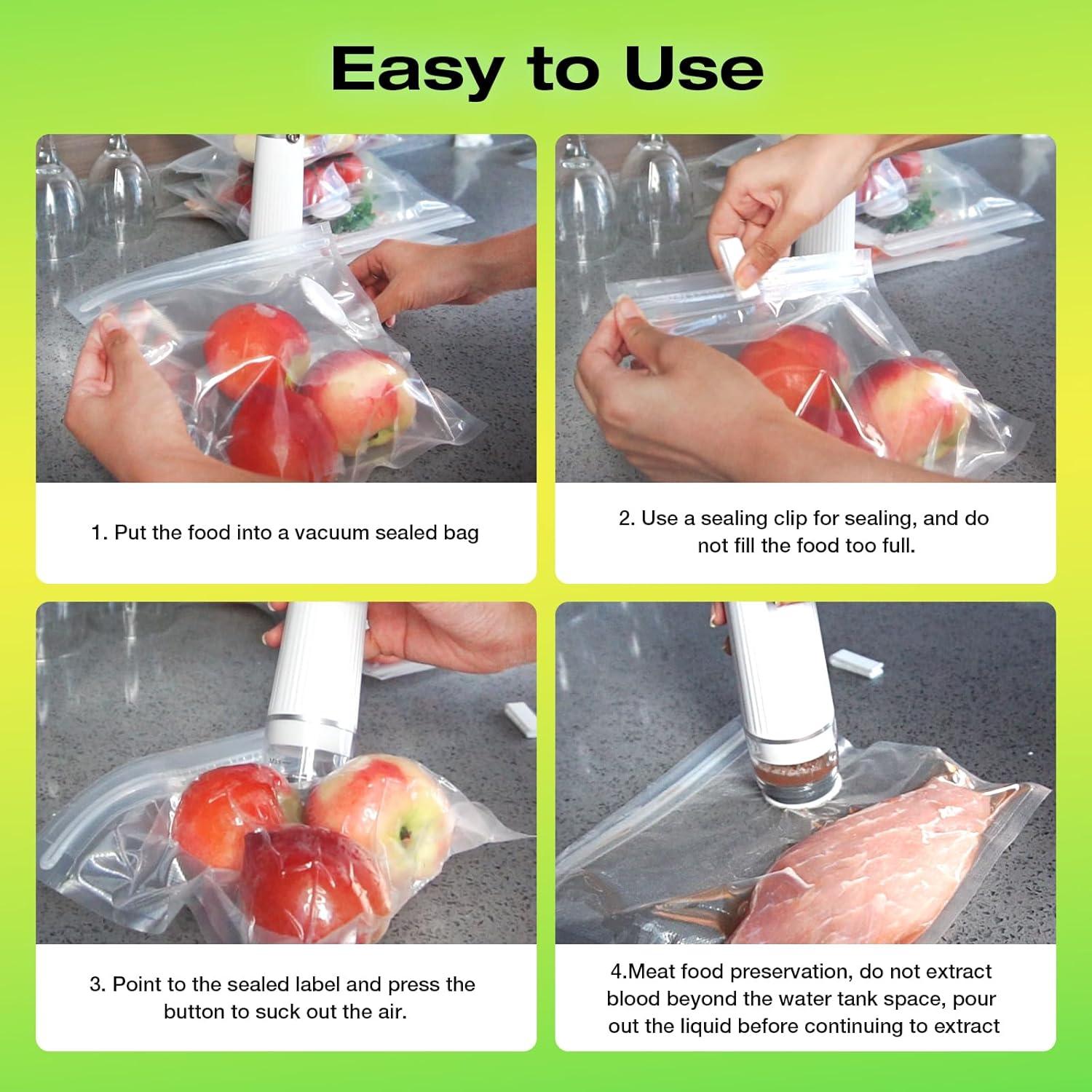 Sellador de Vacío Manual RAIN SPIRIT con 10 Bolsas Reutilizables