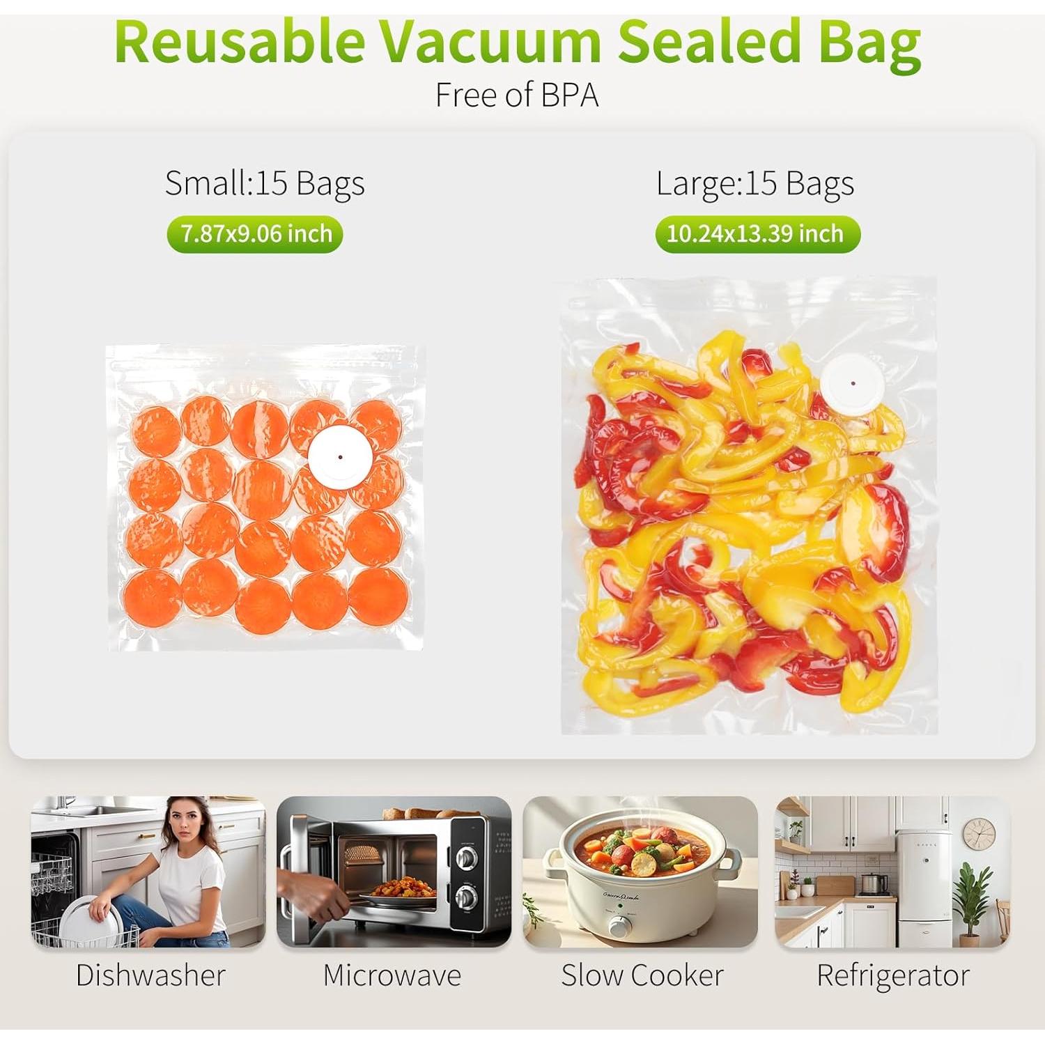 Sellador al vacío portátil HYDMY con 30 bolsas reutilizables