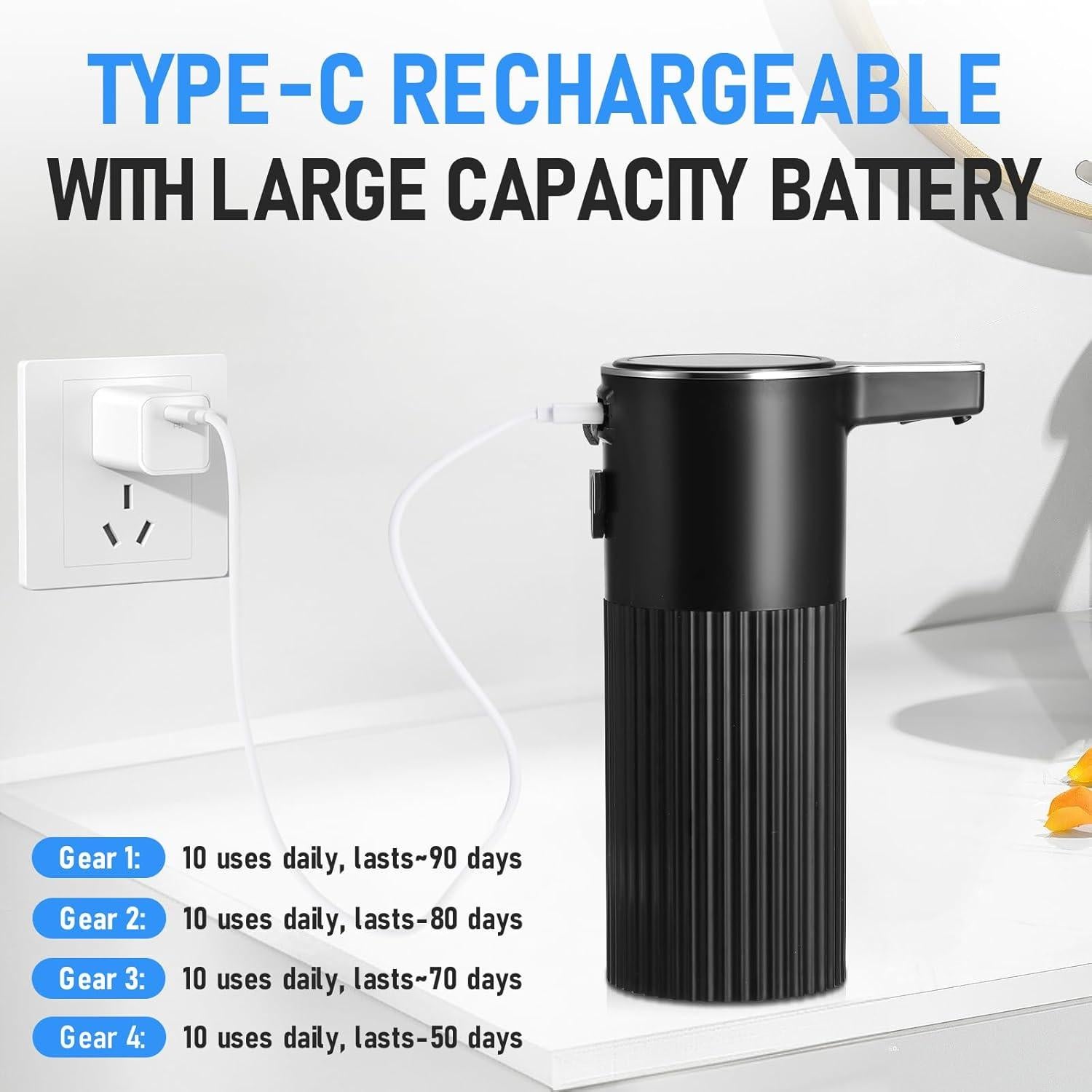 Dispensador de Jabón Automático UAYBABU 400ml Sensor Infrarrojo