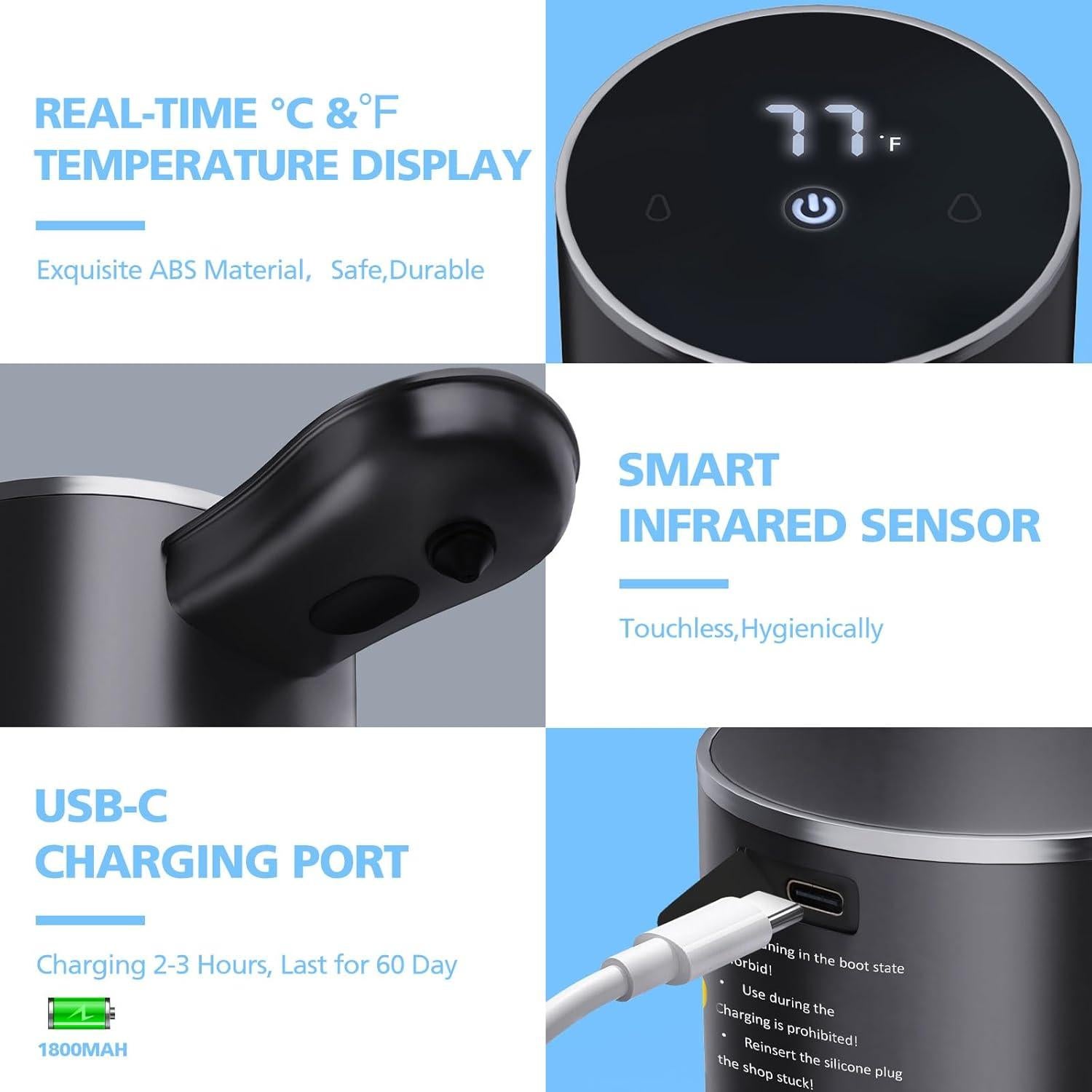 Dispensador de Jabón Espumoso Automático HYICO 460ml USB-C Negro