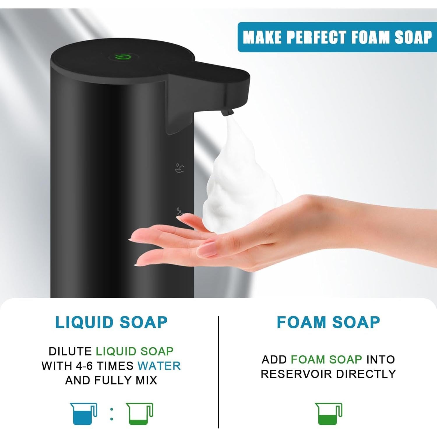 Dispensador Automático de Jabón Espumoso Mamiddle Negro IPX5