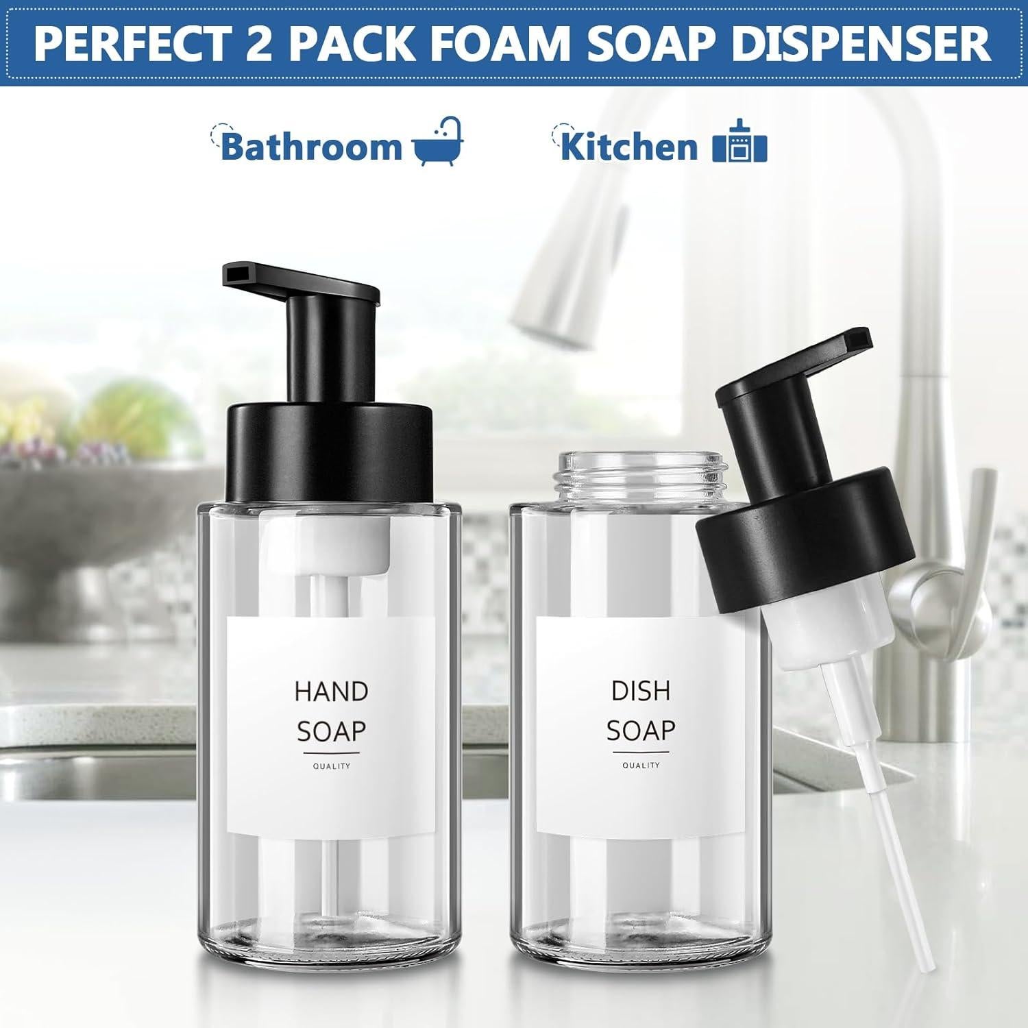 Dispensador de Jabón Espumoso RYTOXILO 300ml 2 Paquete Vidrio