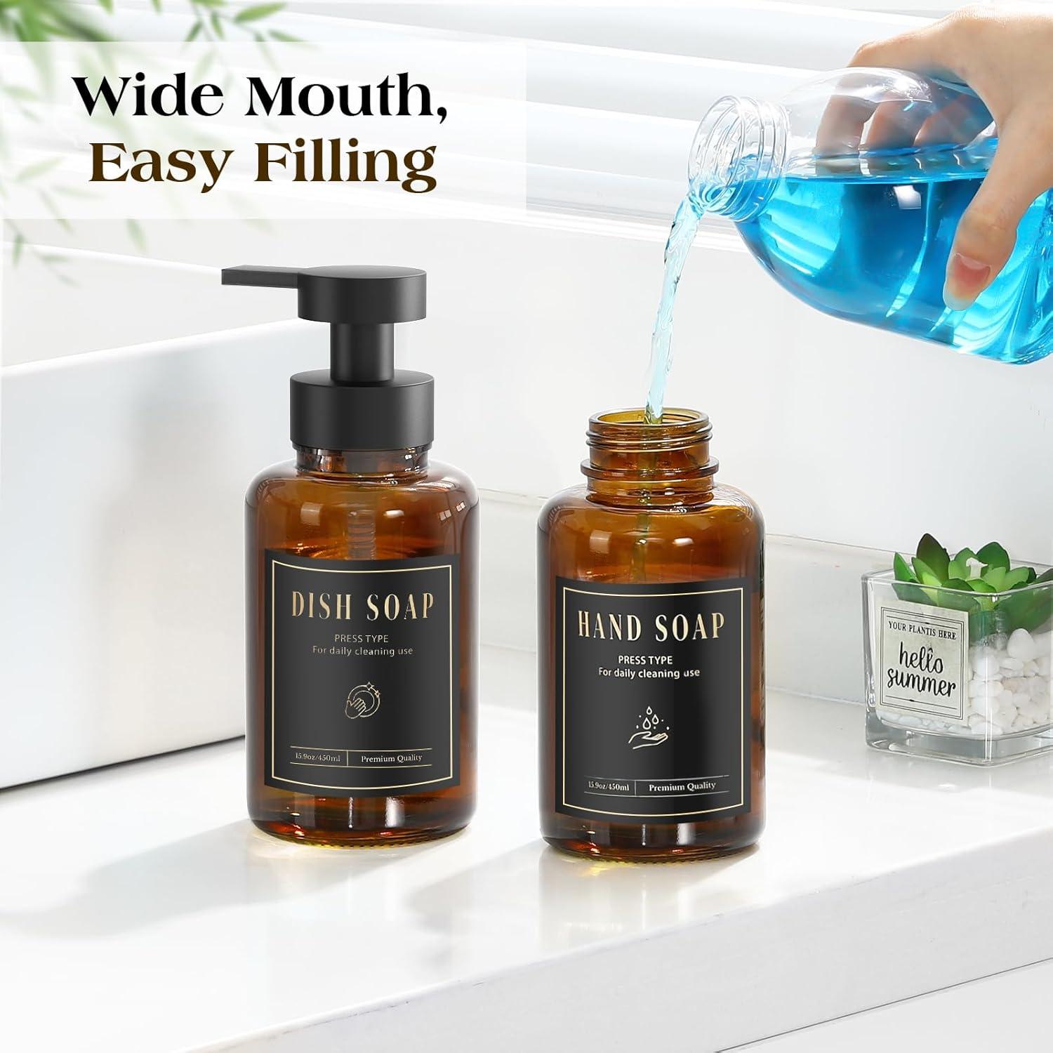 Dispensador de Jabón Espumoso Luxspire Ámbar 444 ml - 2 Paquetes