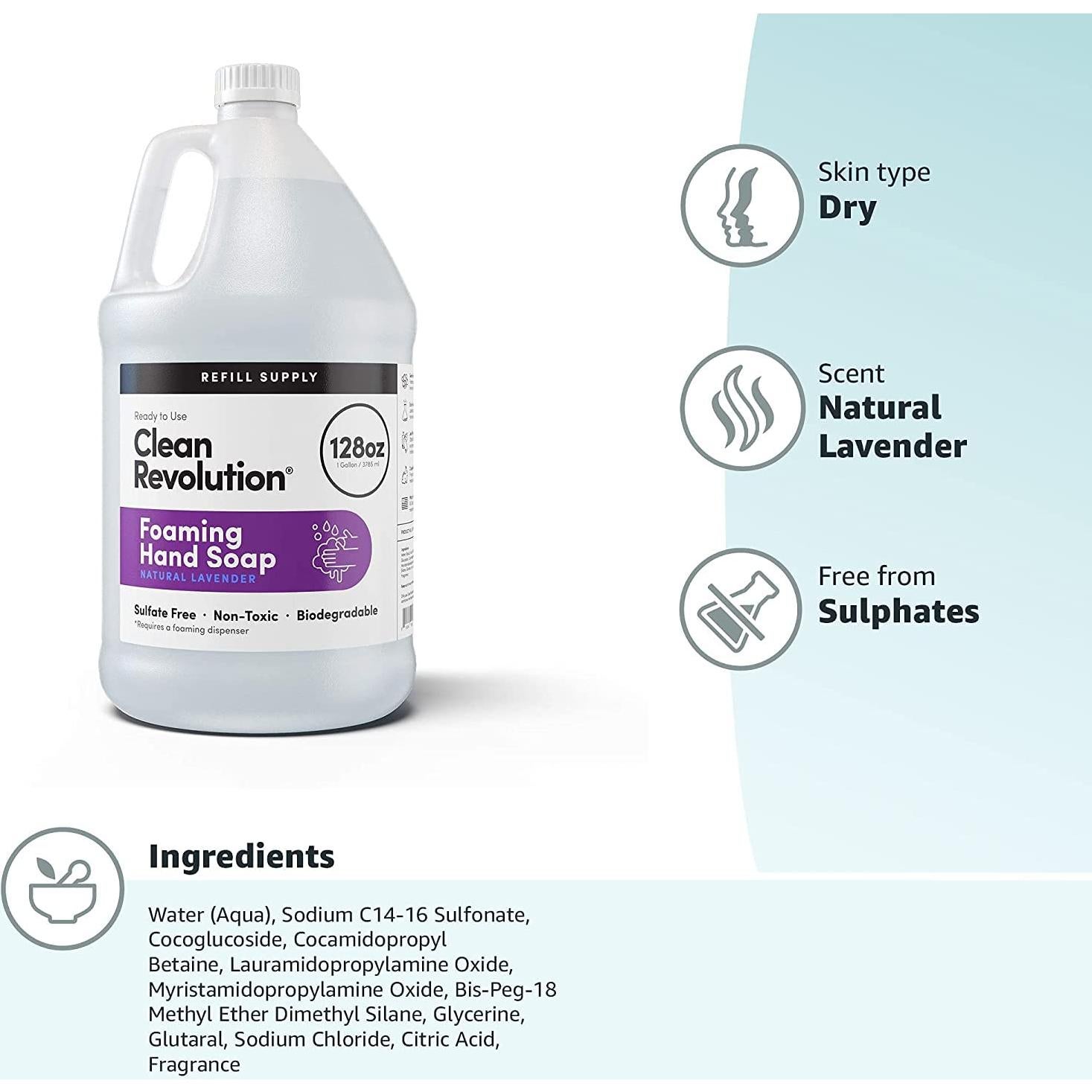 Contenedor Recarga Jabón Espumoso Clean Revolution 3.63kg Lavanda