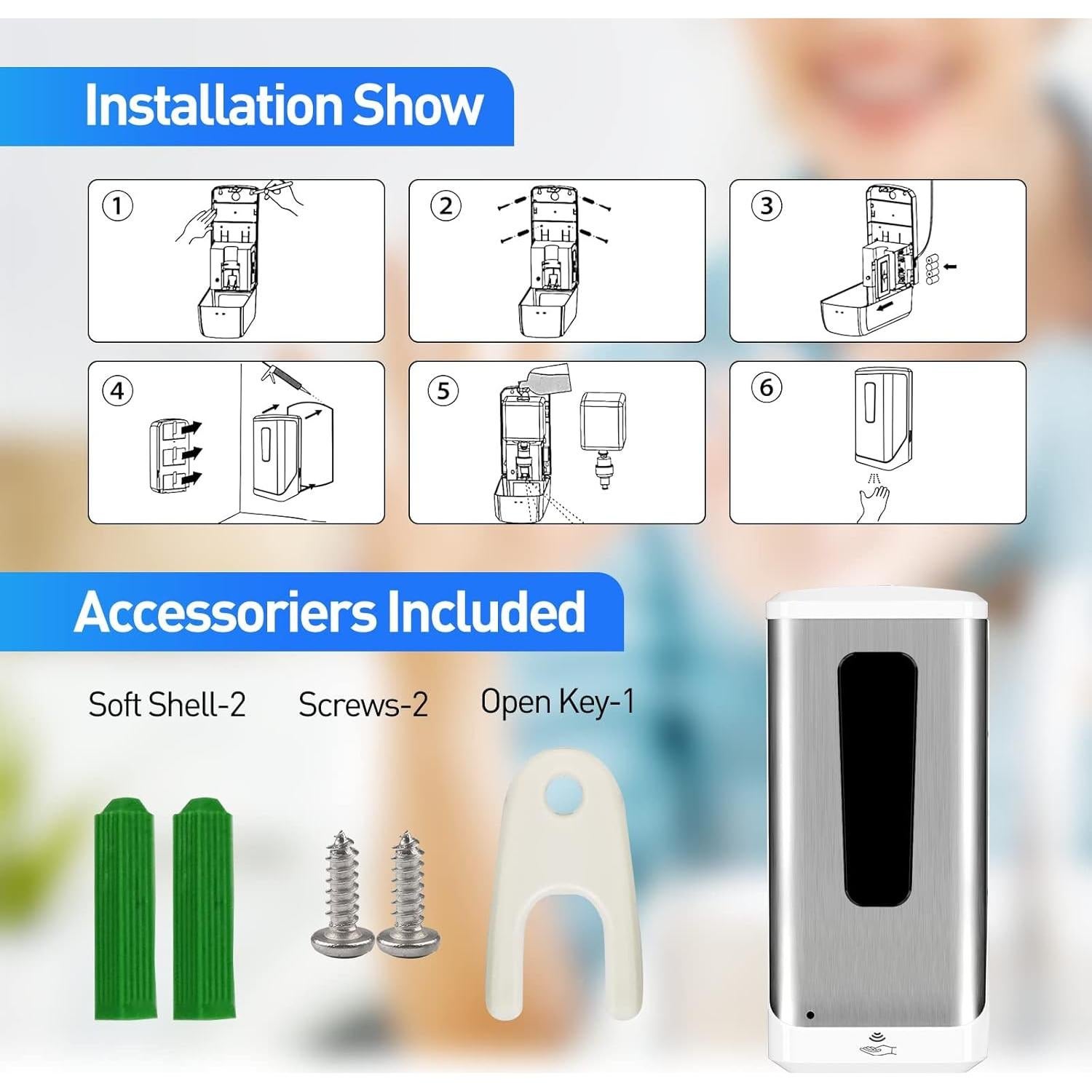 Dispensador Automático de Desinfectante Jewaytec 1000ml Acero Inoxidable