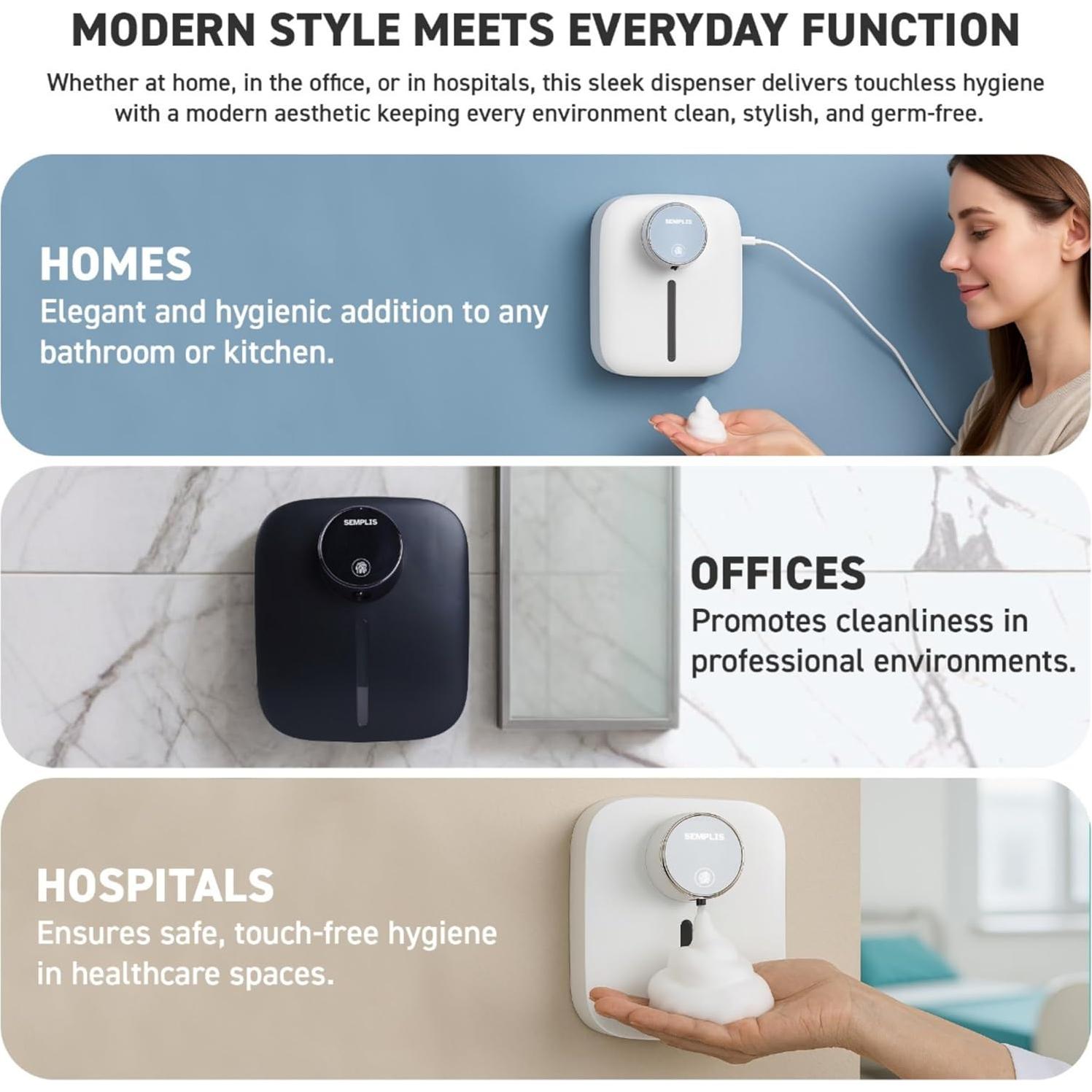 Dispensador Automático de Jabón Espumoso SEMPLIS Blanco