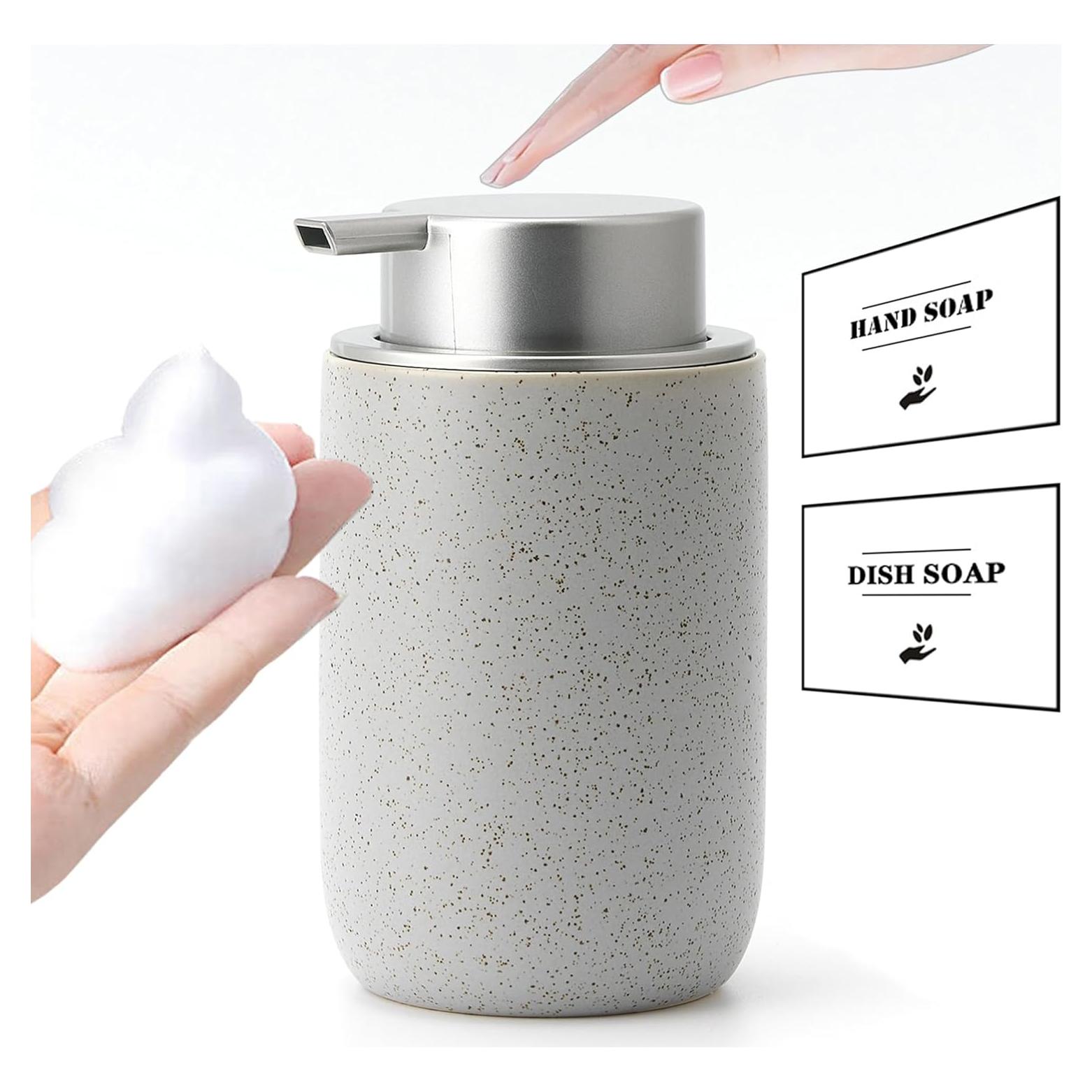 Dispensador de Jabón Espumoso GIRLUFO Gris Cerámica 340ml