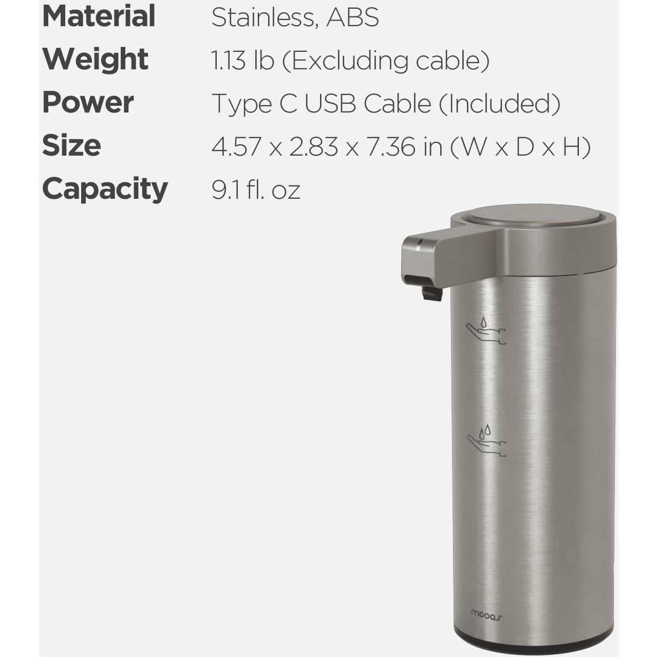 Dispensador de Jabón Automático Mooas MGDT3 Acero Inoxidable