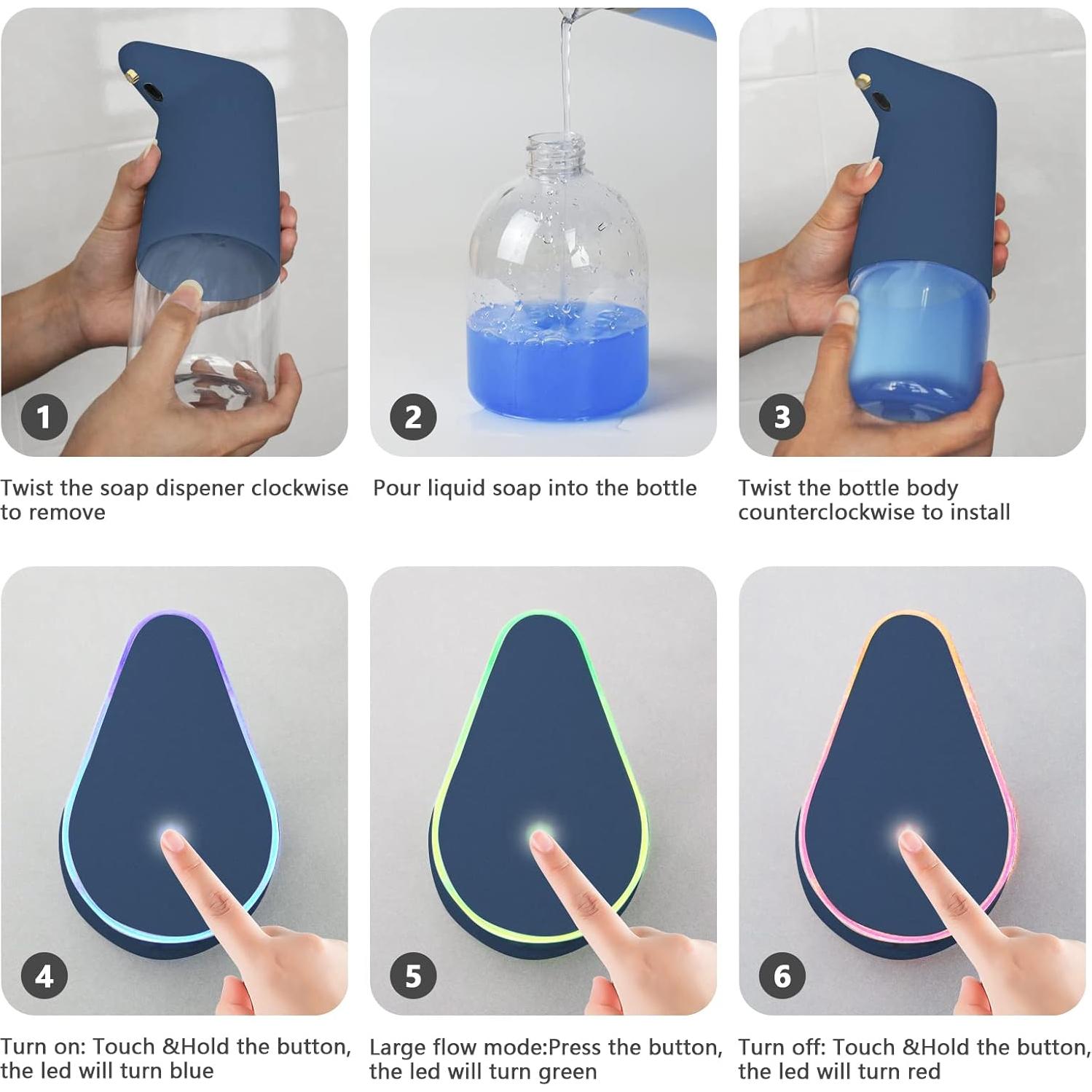 Dispensador de Jabón Automático CozyBlue Recargable 413ml Azul
