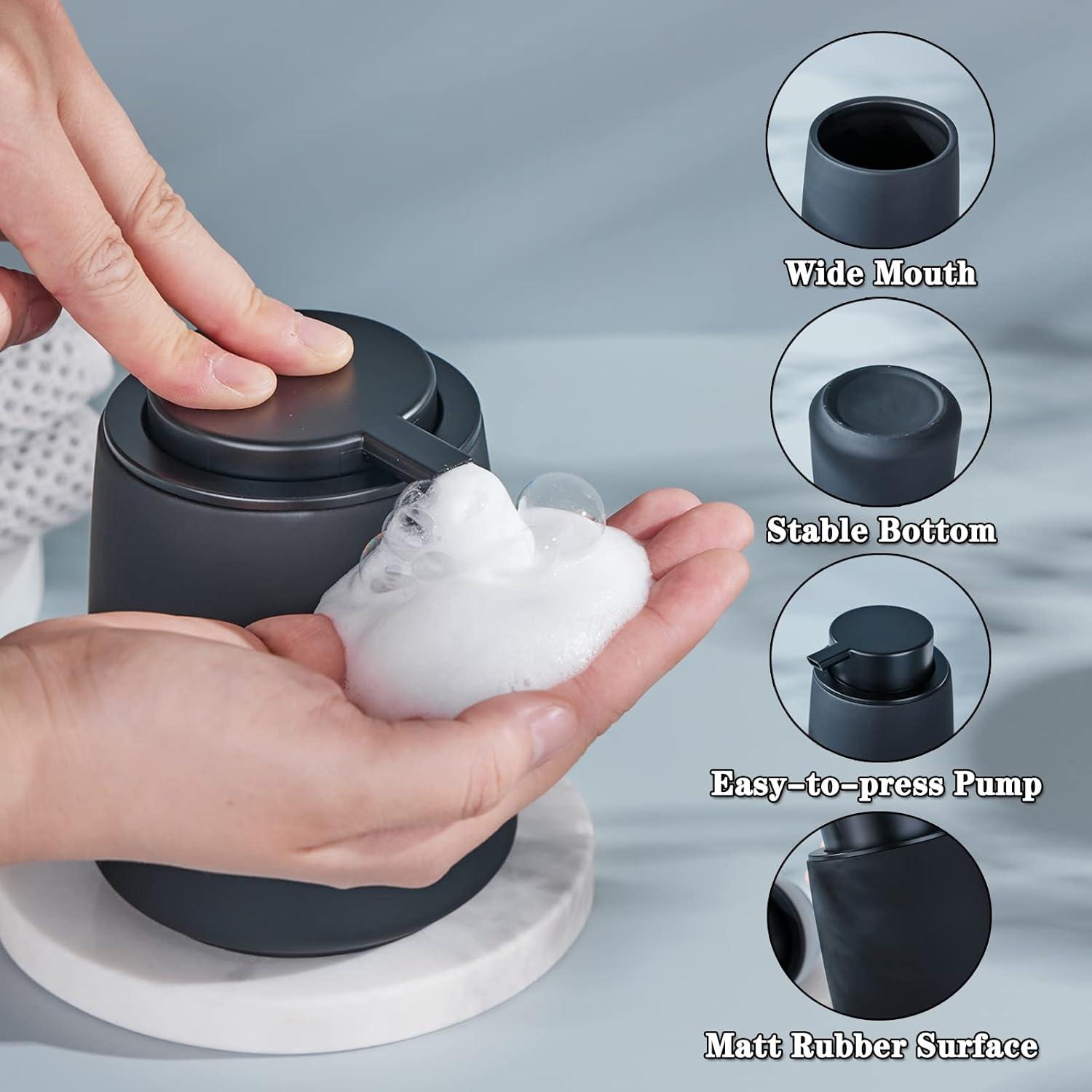 Dispensador de Jabón Espumoso Eyrozia Cerámica 360ml Negro