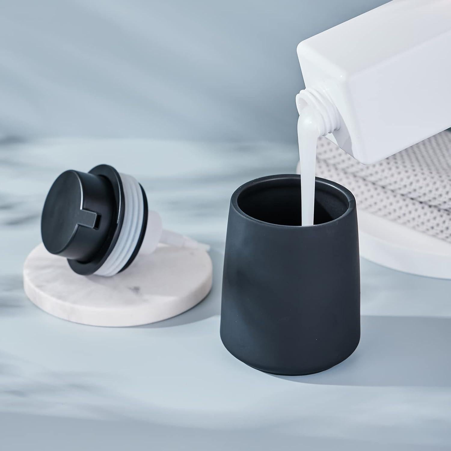 Dispensador de Jabón Espumoso Eyrozia Cerámica 360ml Negro