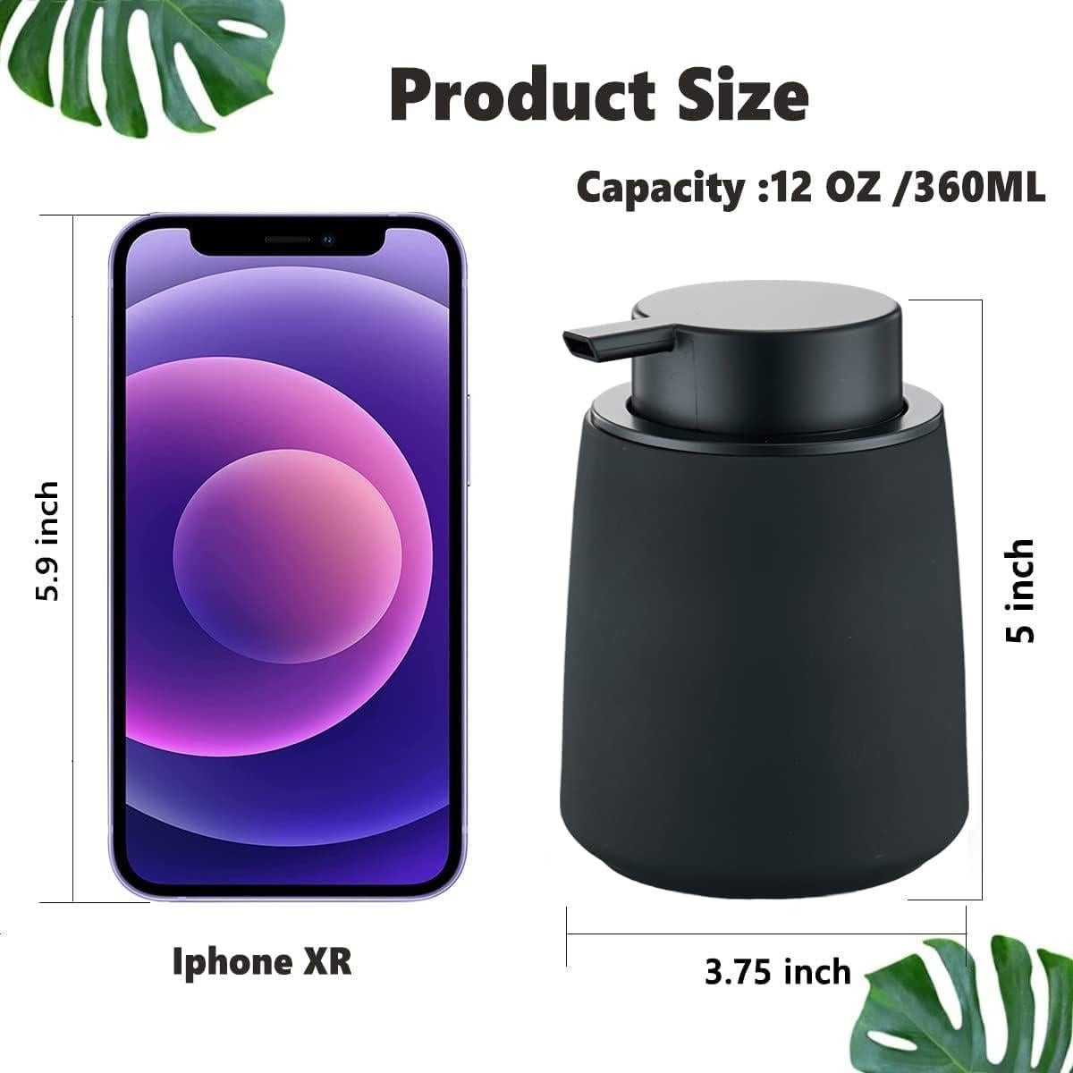 Dispensador de Jabón Espumoso Eyrozia Cerámica 360ml Negro