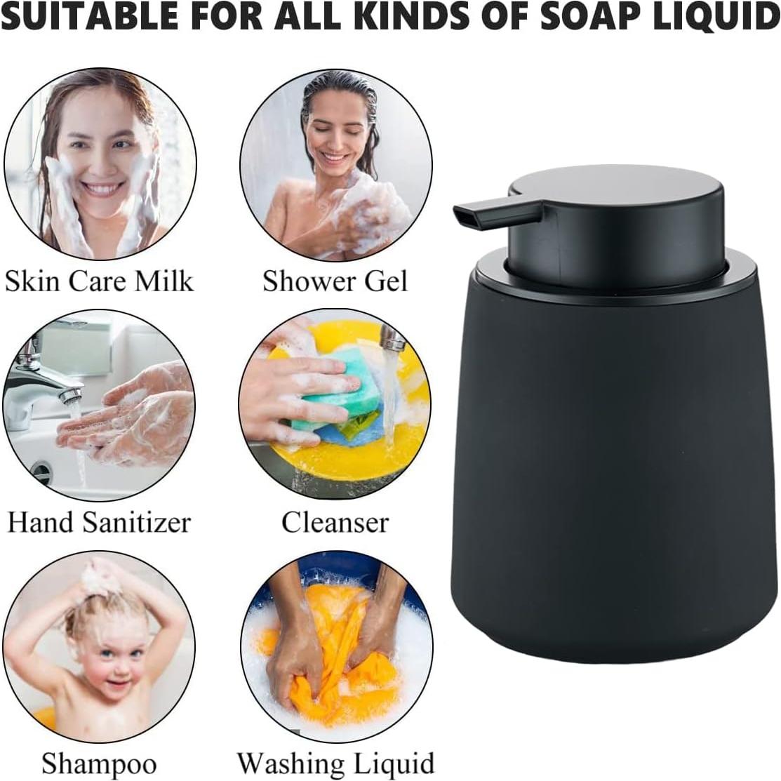 Dispensador de Jabón Espumoso Eyrozia Cerámica 360ml Negro