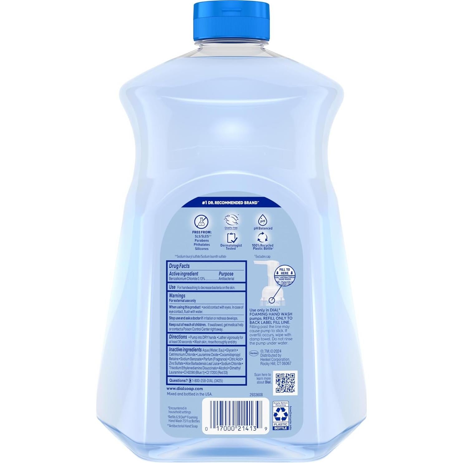 Jabón de Manos Espumoso Antibacteriano Dial 1.47 kg Agua de Primavera