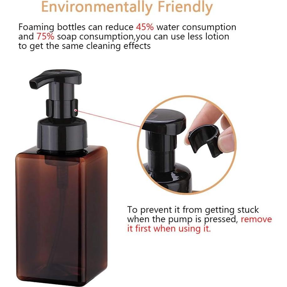 Dispensador de Jabón Espumoso UUJOLY 450ml Recargable Ámbar - 2 Pcs