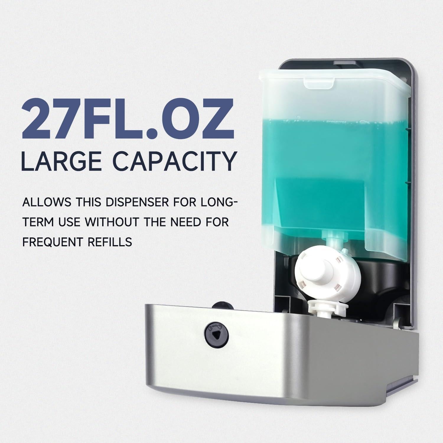 Dispensador de Jabón Líquido AIKE 800ml Montaje en Pared Plateado