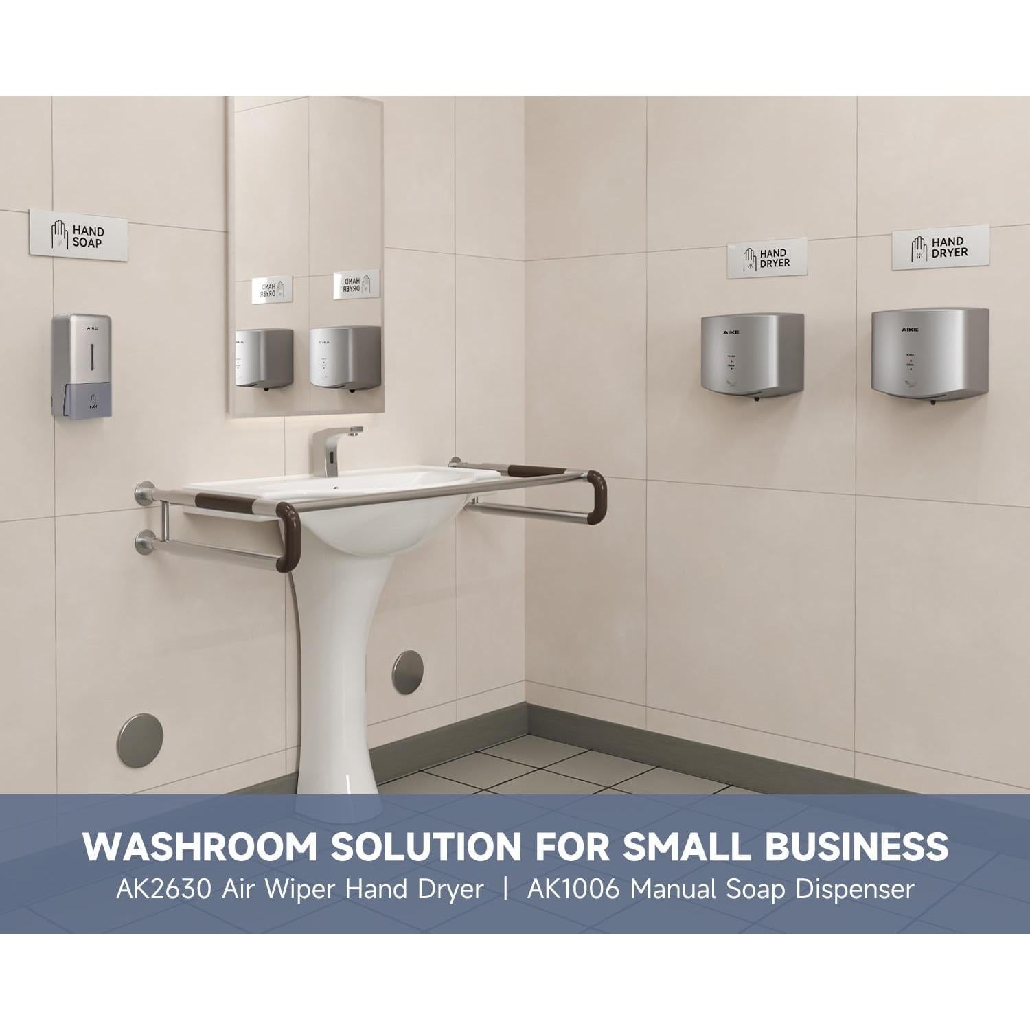 Dispensador de Jabón Líquido AIKE 800ml Montaje en Pared Plateado