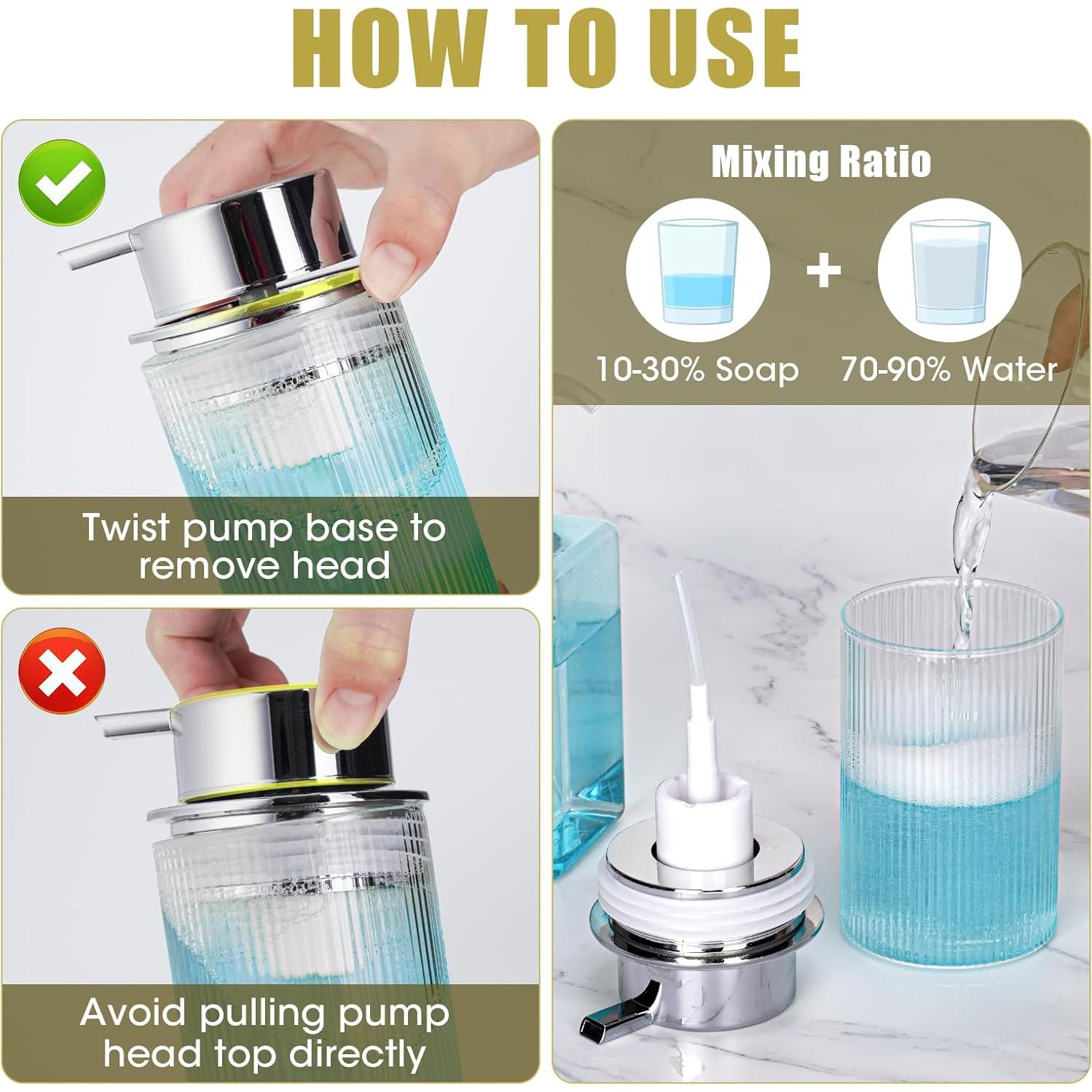 Dispensador de Jabón Espumoso NiHome 414ml Vidrio Antideslizante