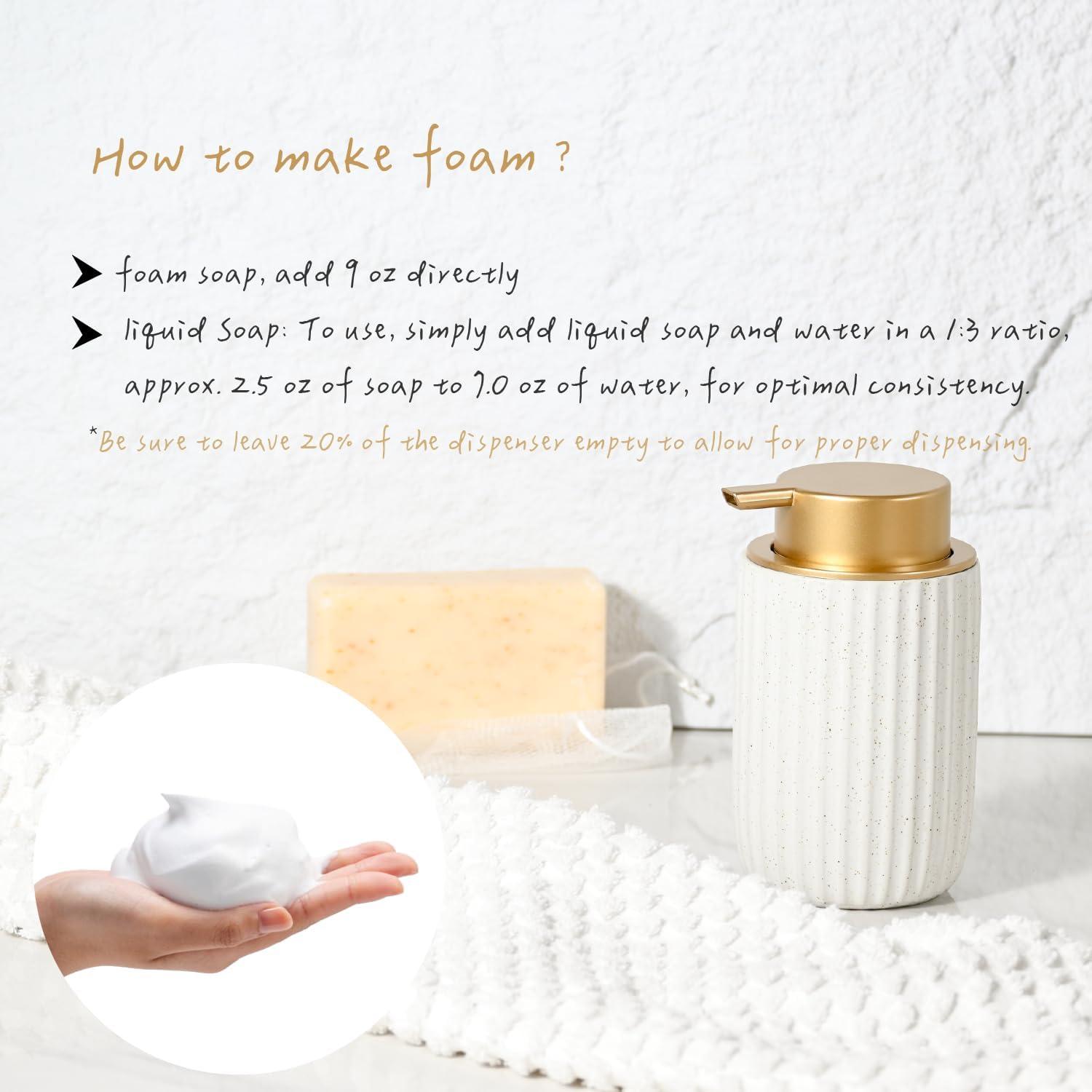 Dispensador de Jabón Espumoso YURI AERY Cerámica Blanca 360 ml